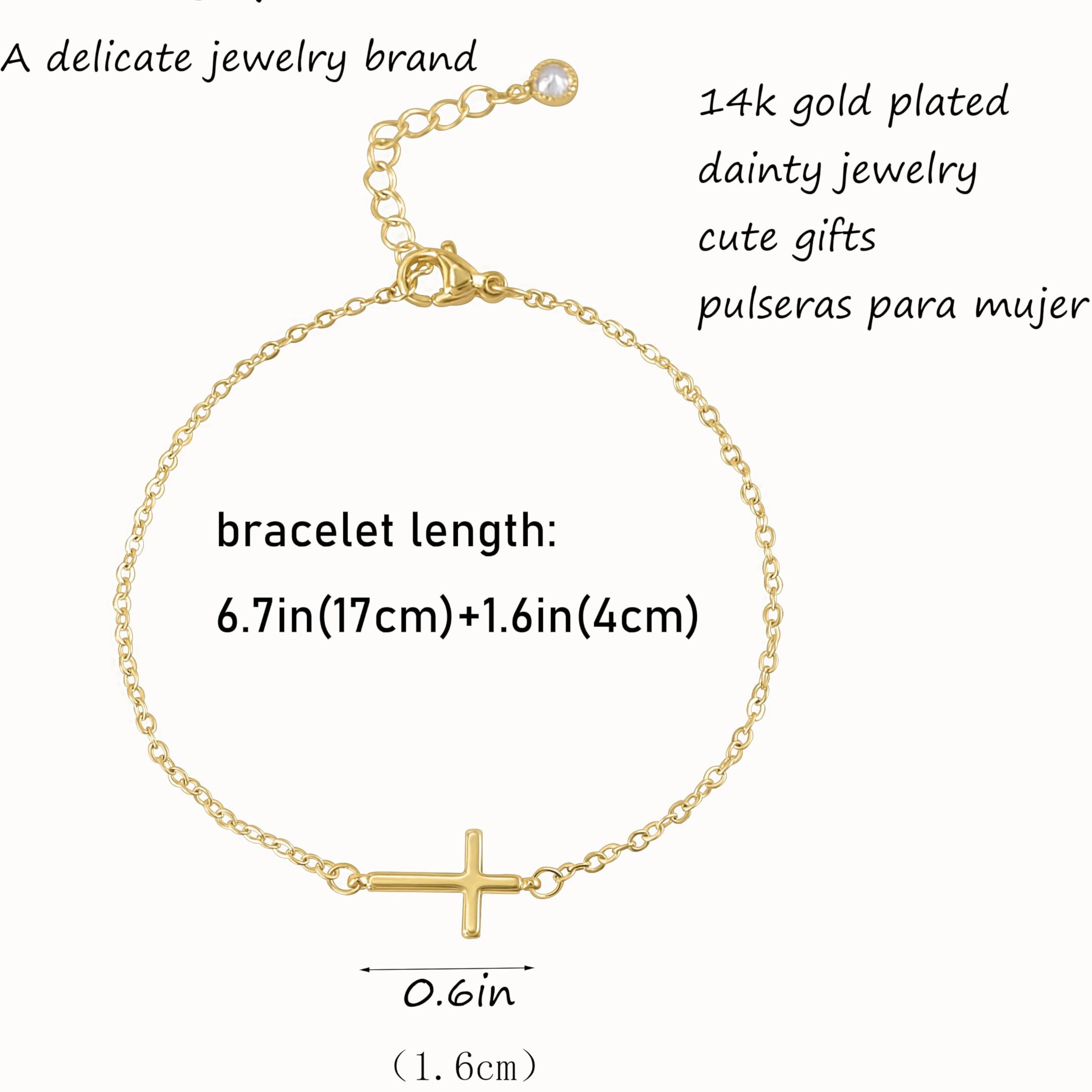 Dainty Cross Bracelet 14k Gold