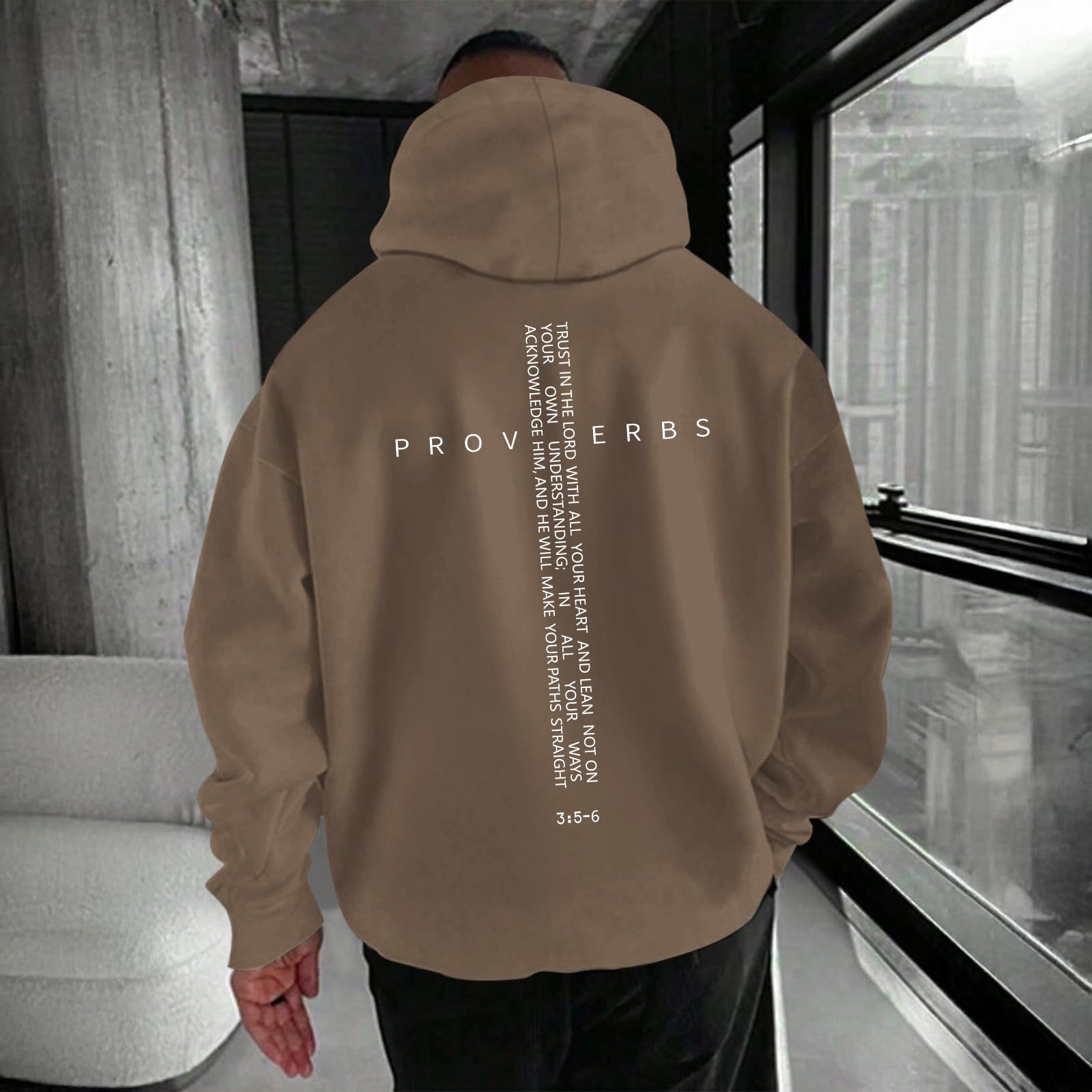 Men Hoodie/ Faith Cross/Vintage Bible Verse/Graphic Pullover