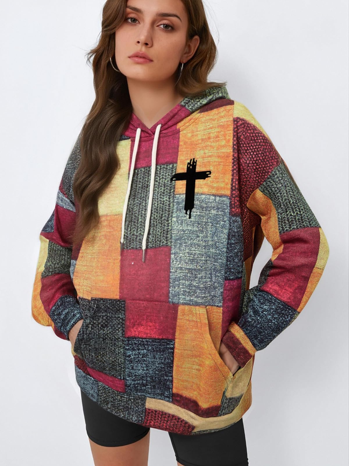 Red Blend, Striped Cross Sweatshirt, Pullover