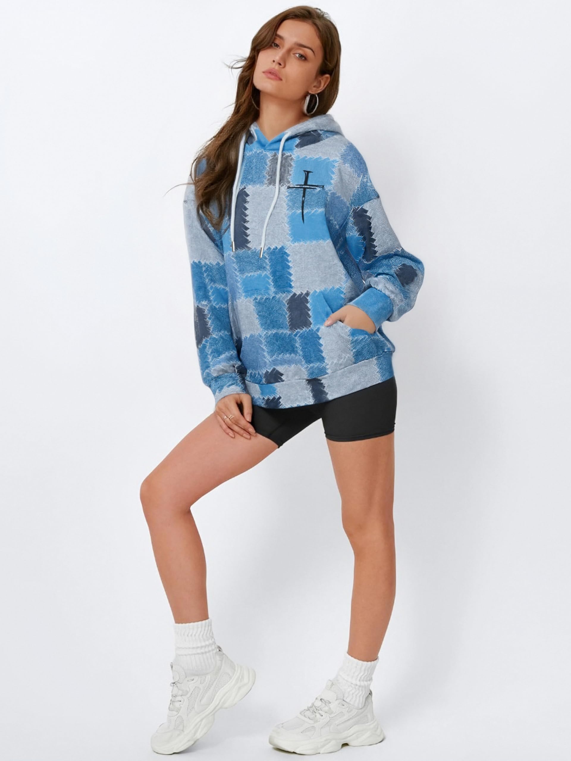 Cool Blue Blend, Striped Cross Sweatshirt, Pullover