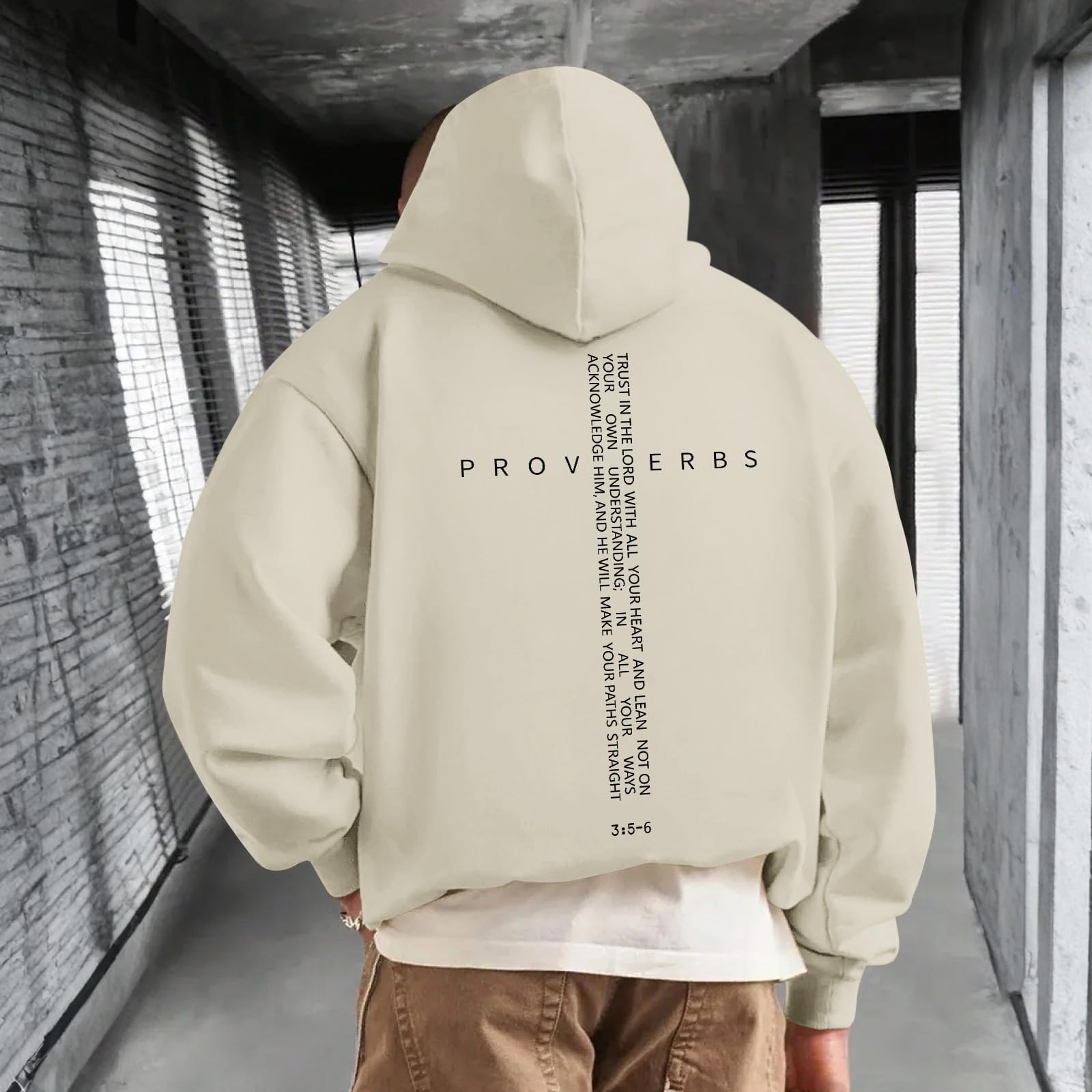 Men Hoodie/ Faith Cross/Vintage Bible Verse/Graphic Pullover