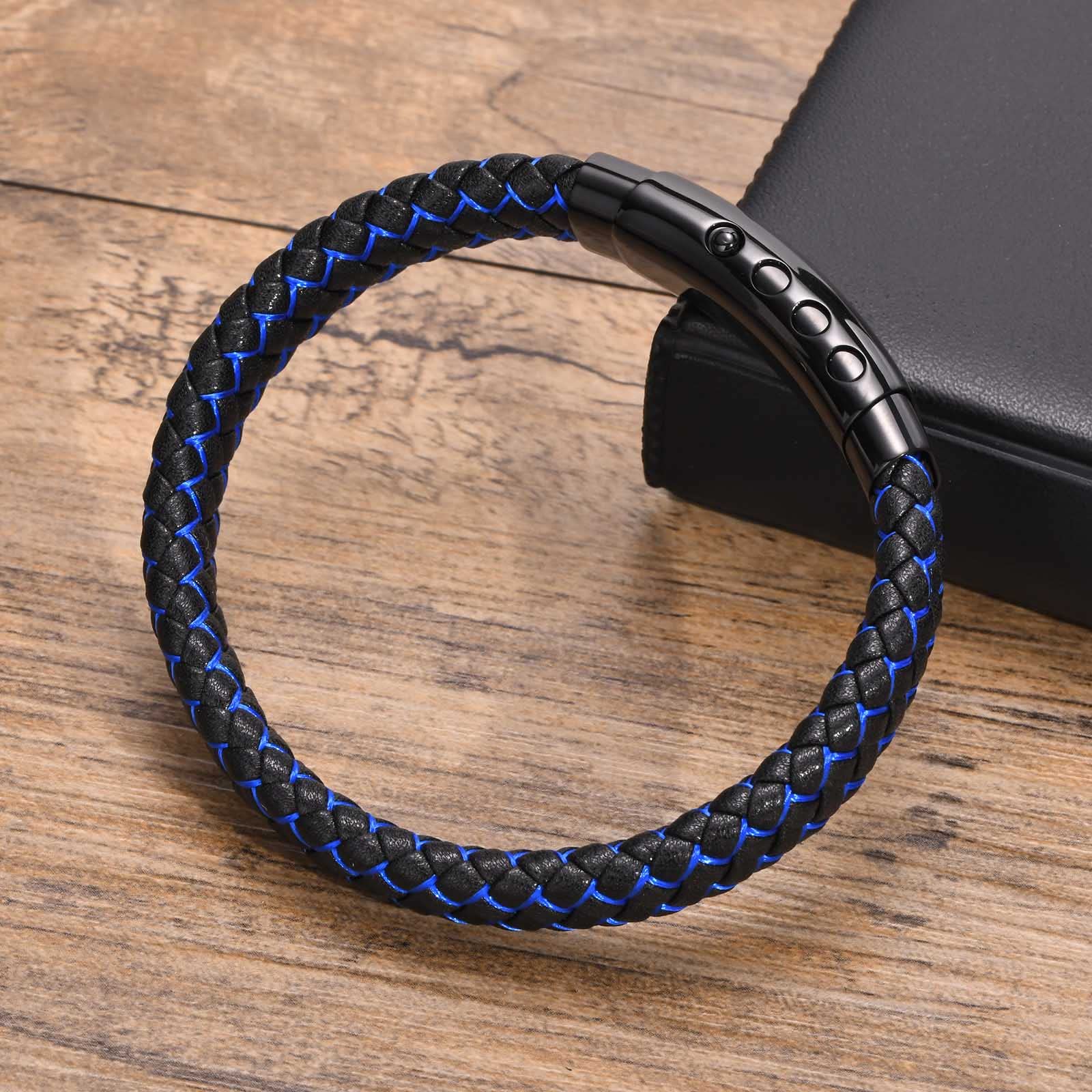 Joshua 1.9 Bible Verse Leather Cross Bracelet