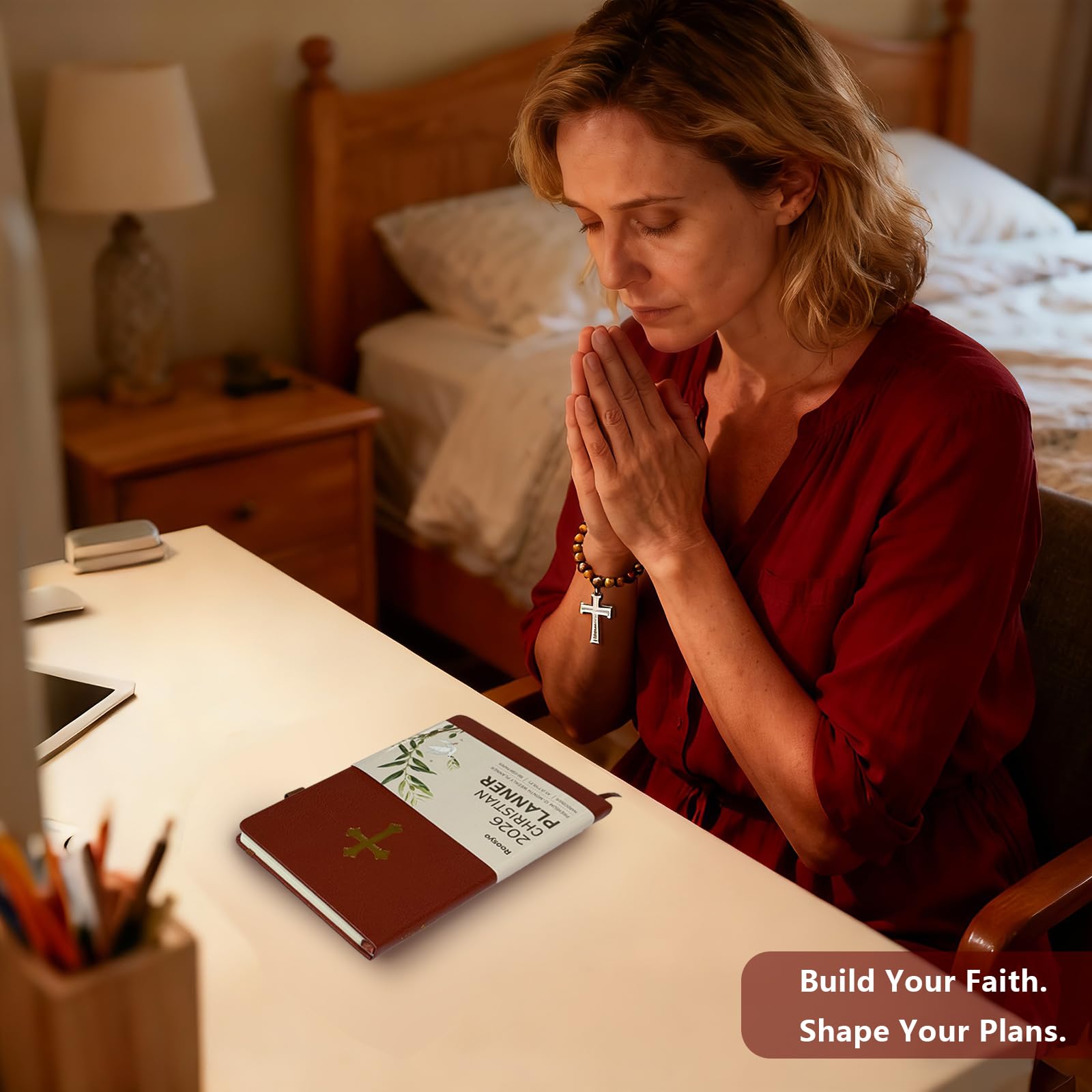 2026 Prayer Notebook, Planner, Hardcover, Burgundy