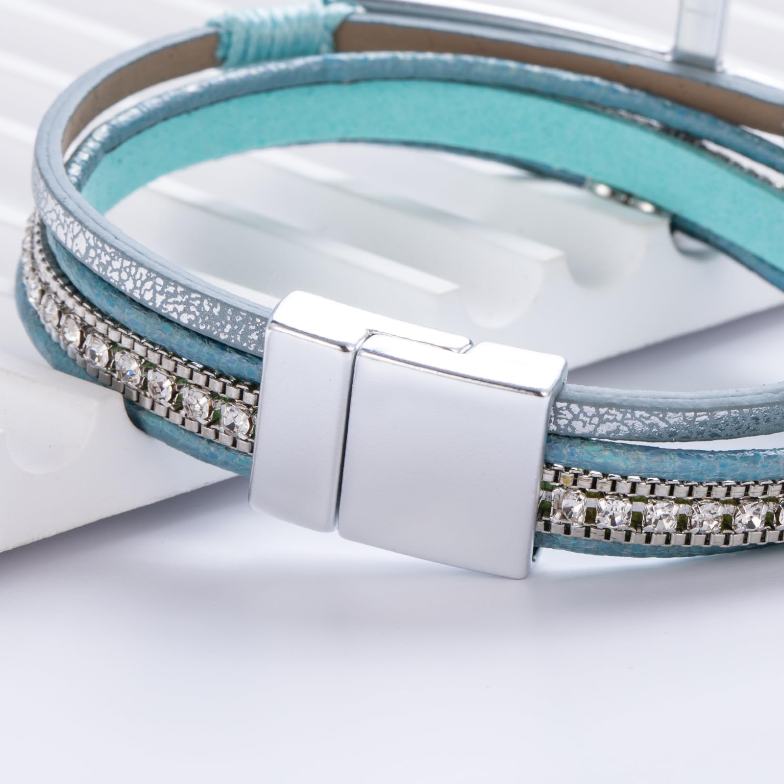 Leather Boho Bead Cross w/ Magnetic Clasp