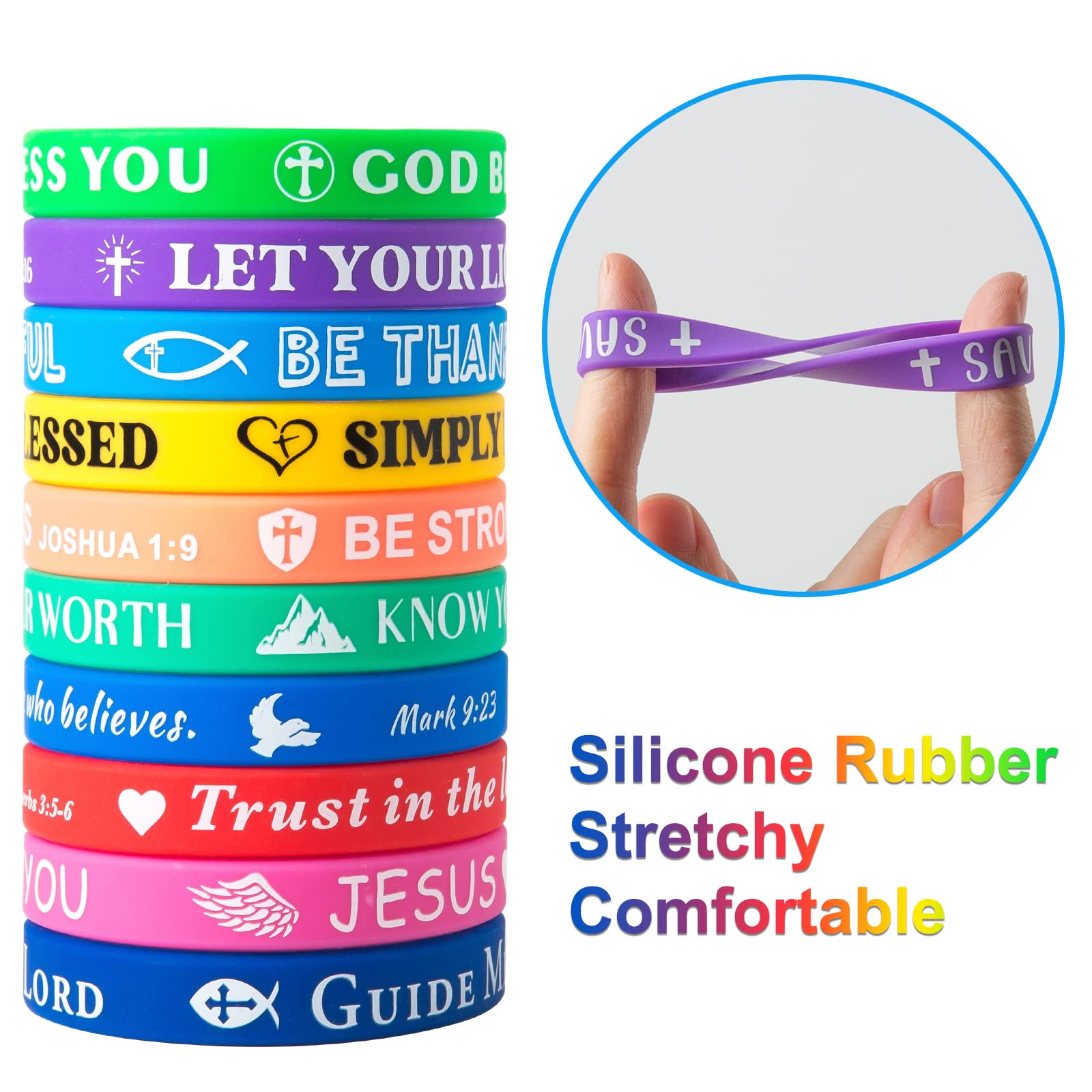 20 Pcs Bulk Silicone Colored Wristbands