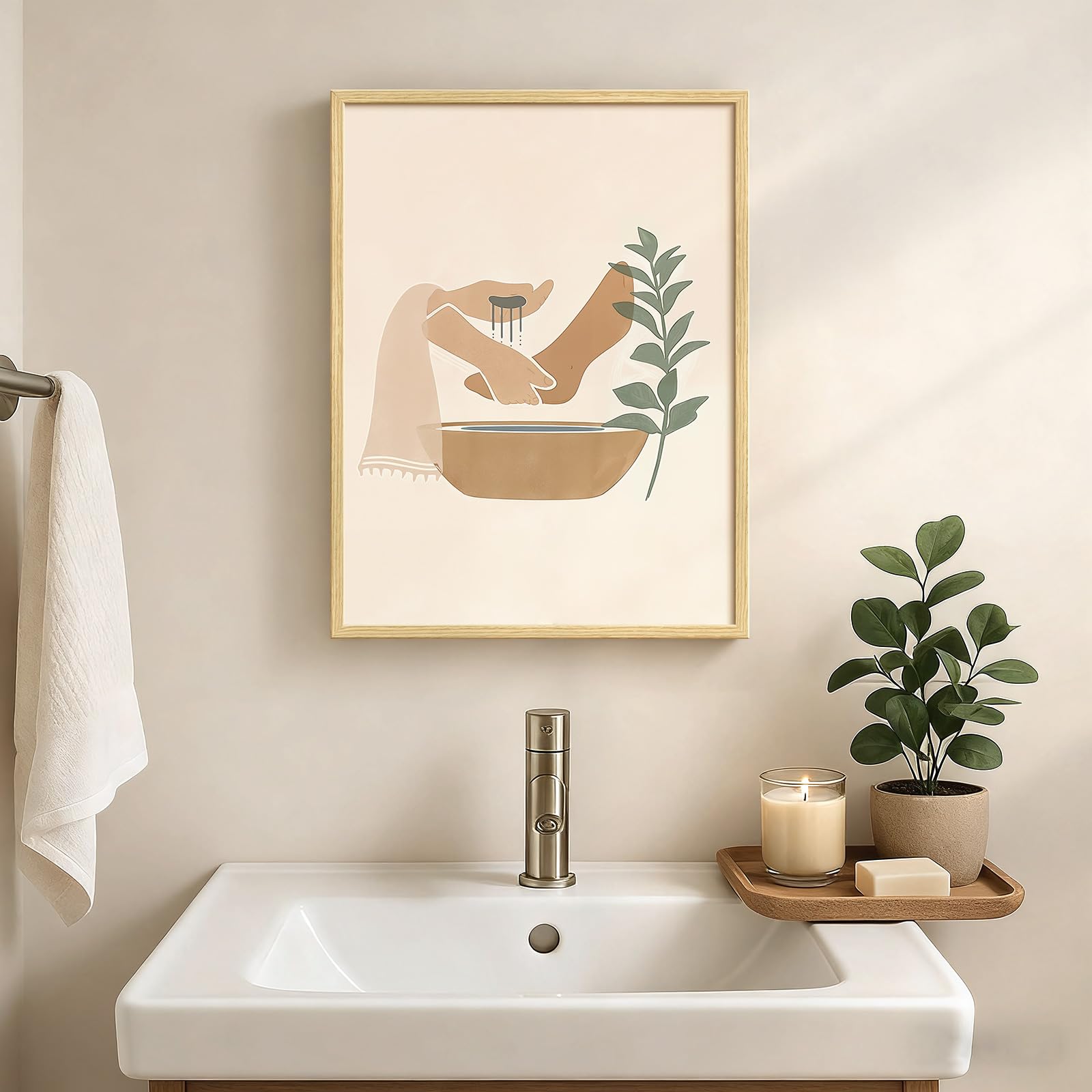 Framed Jesus Washing Feet Canvas Print, 12x16 In