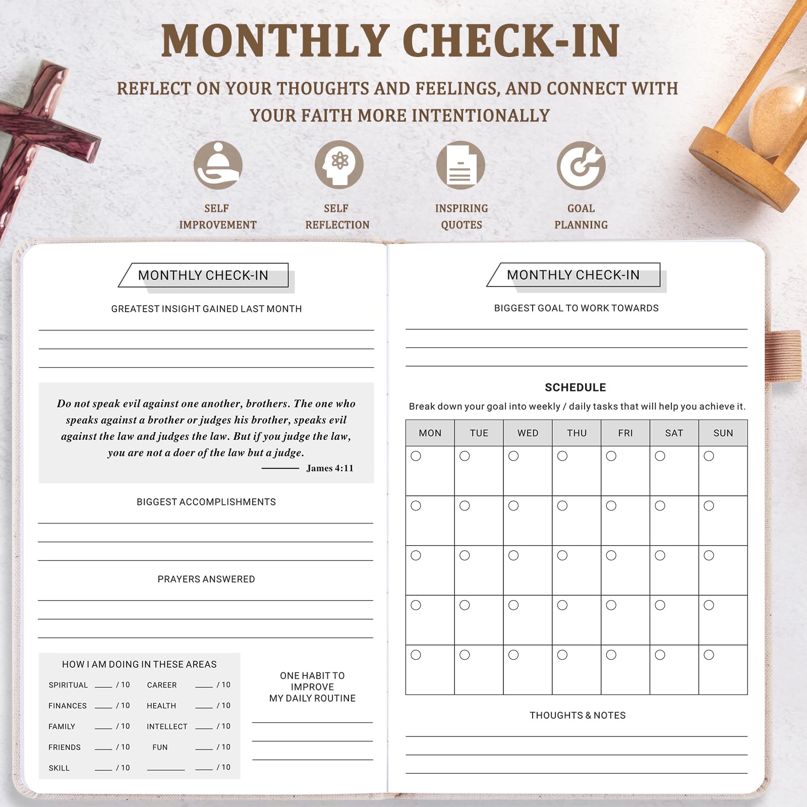 Prayer Journal for Women, Bible Notebook, Beige