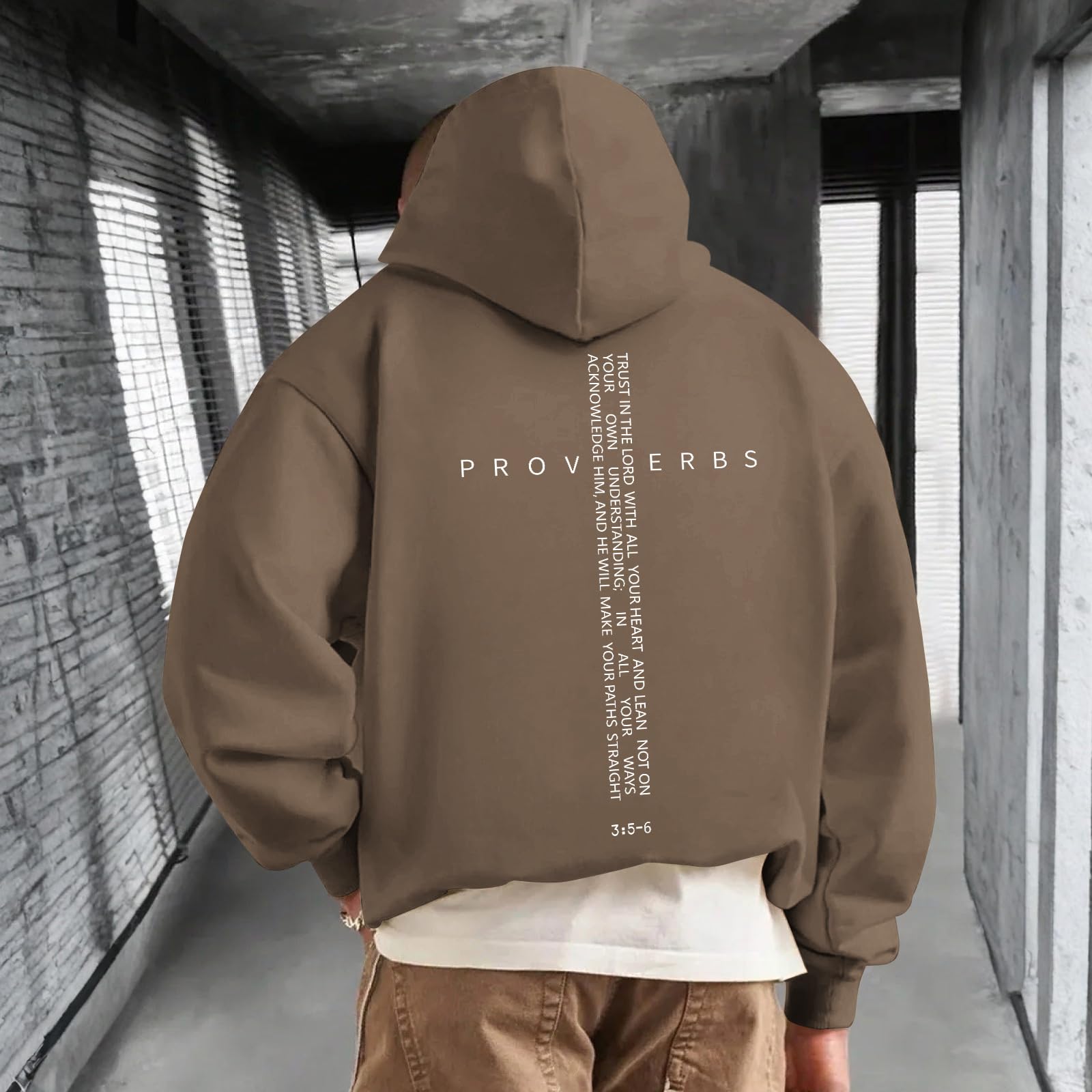 Men Hoodie/ Faith Cross/Vintage Bible Verse/Graphic Pullover