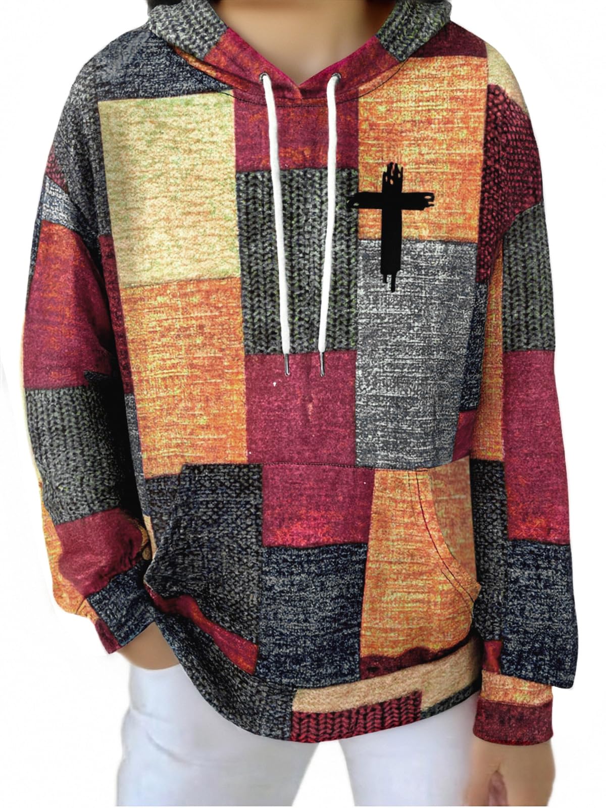 Red Blend, Striped Cross Sweatshirt, Pullover