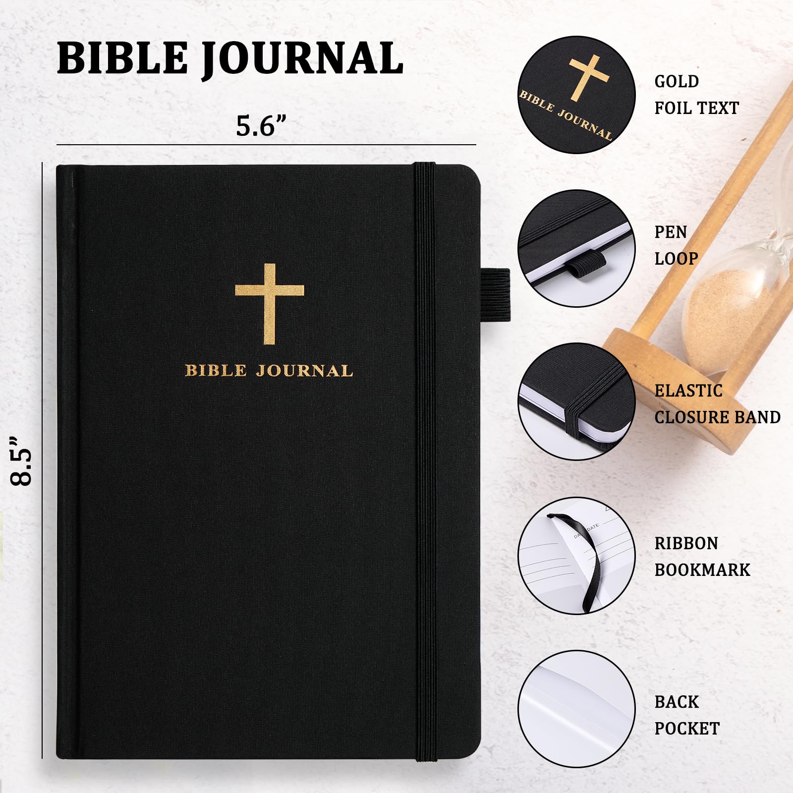 Prayer Journal for Men, Bible Notebook, Black