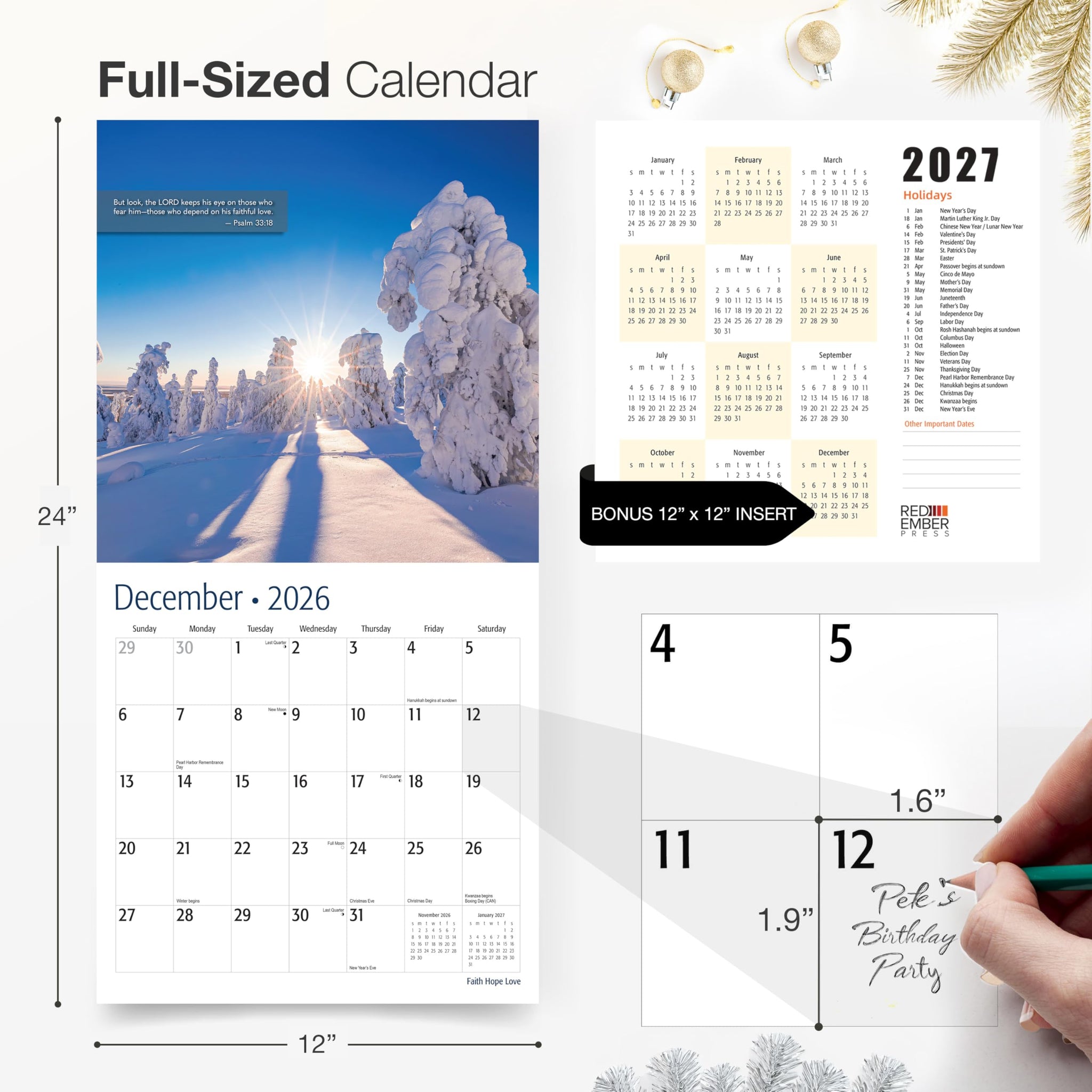 RED EMBER Wall Calendar 2026