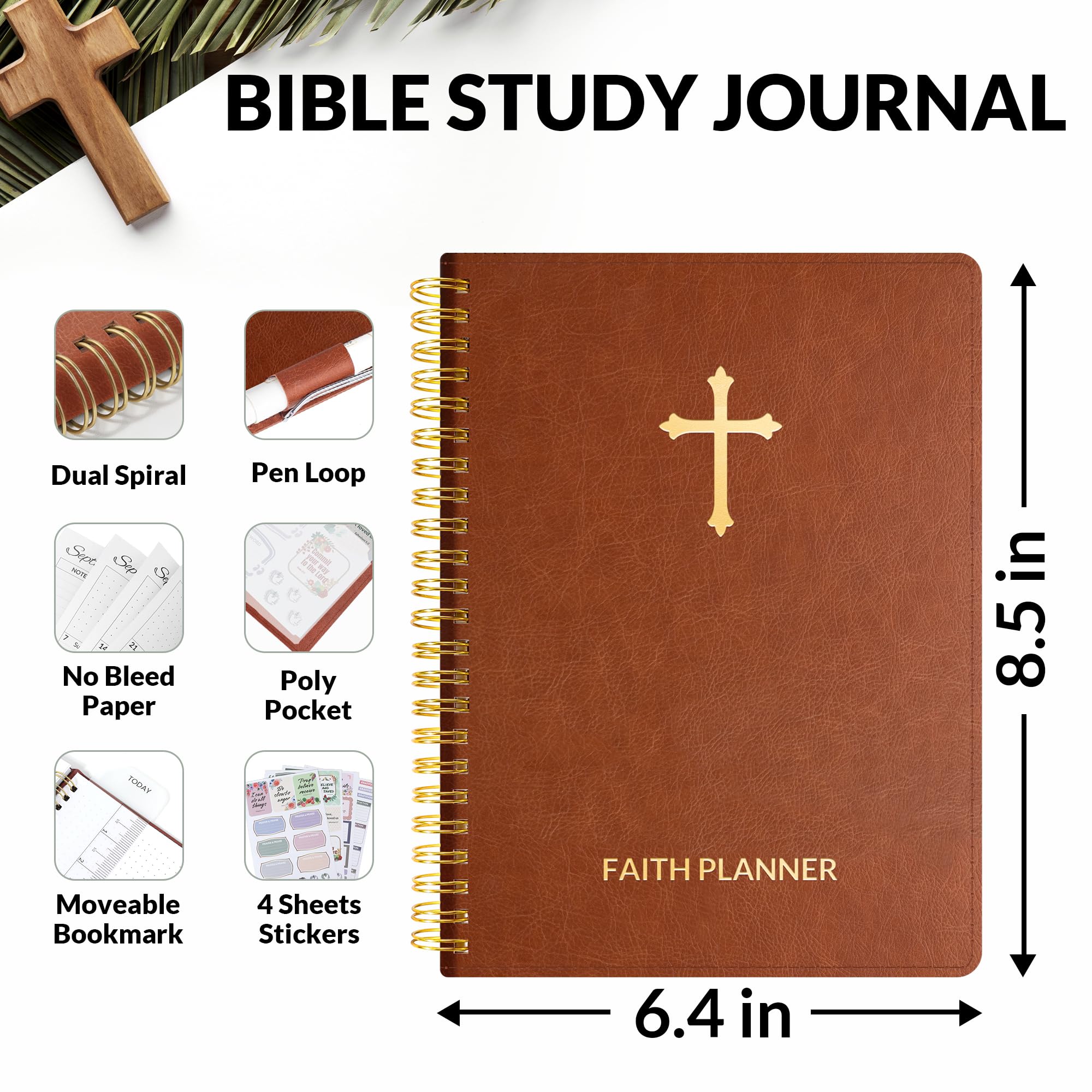 A5, Bible Journal and Prayer Planner(Brown)