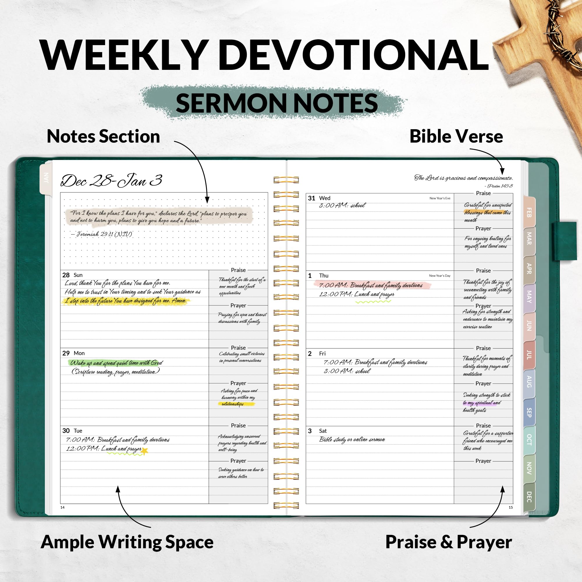 A5, Bible Journal and Prayer Planner(Pacific Green)