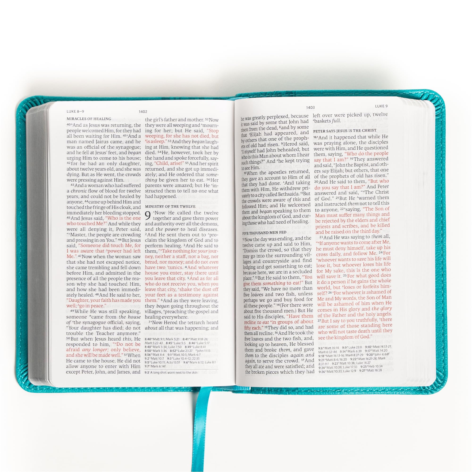 Large Print Compact Reference Bible, Teal Leather Touch