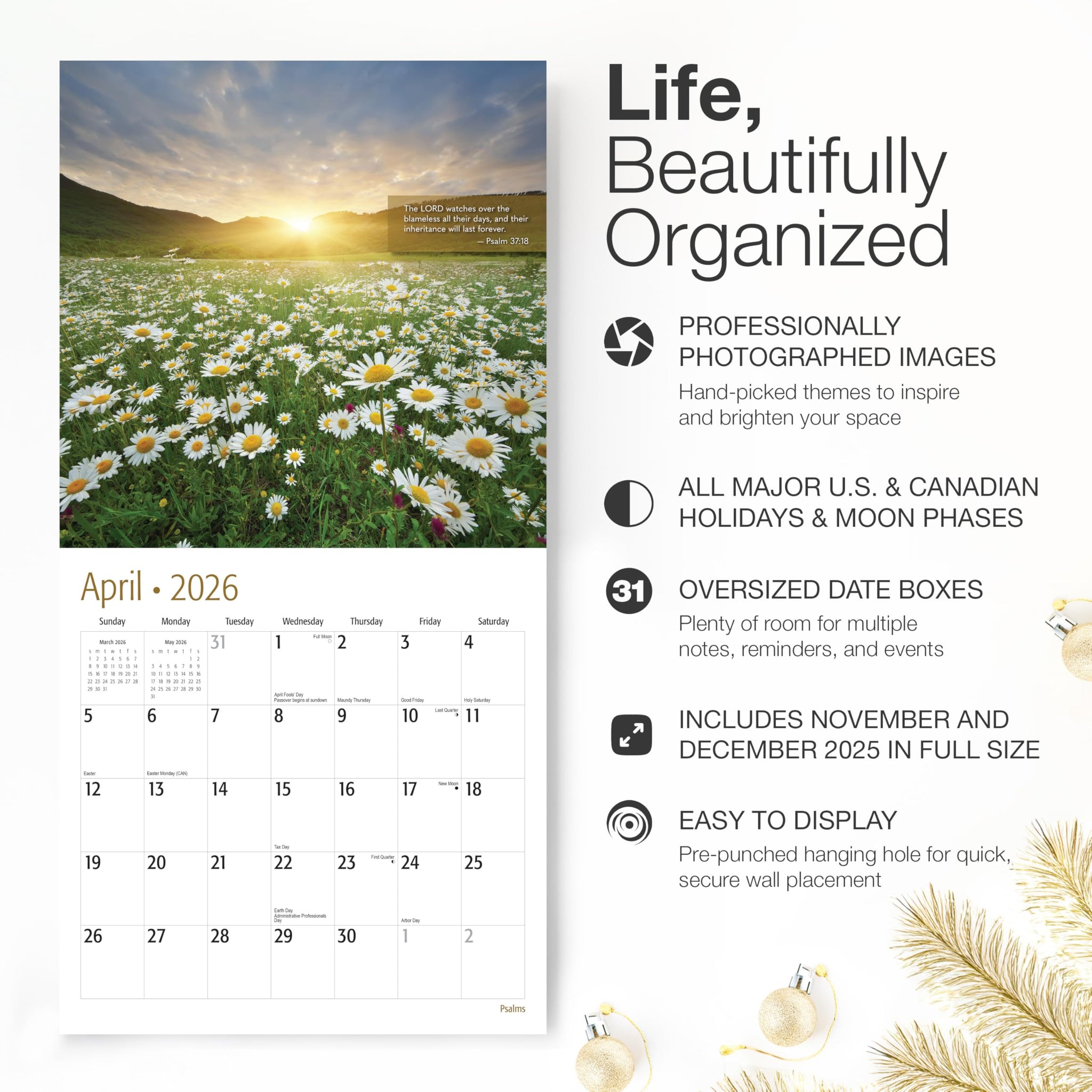 2026 Wall Calendar 2026 | Psalms with Bible Verses