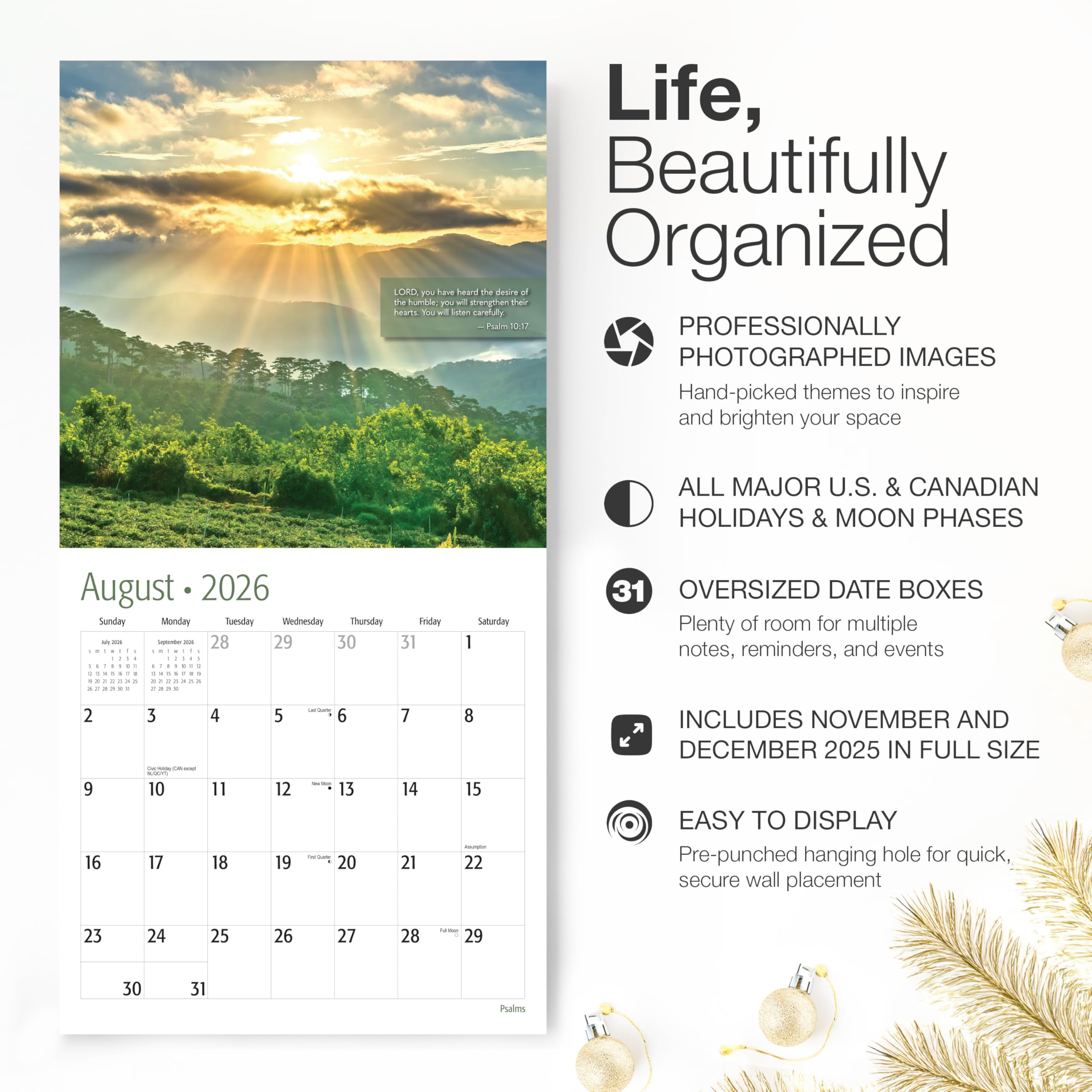 2026 Wall Calendar, Psalms with Bible Verses