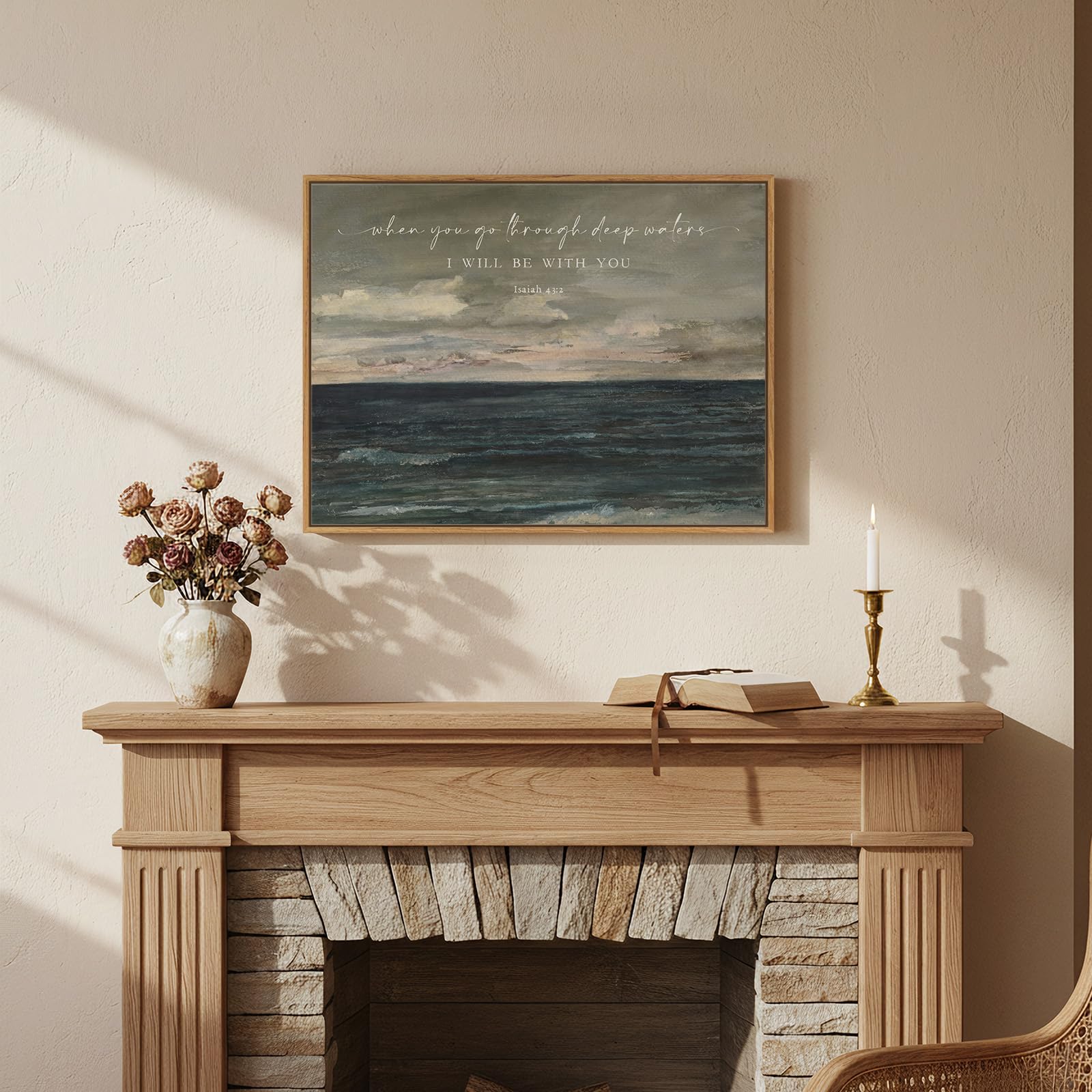 Framed, Deep Waters Landscape Scripture, 12x16 Inch