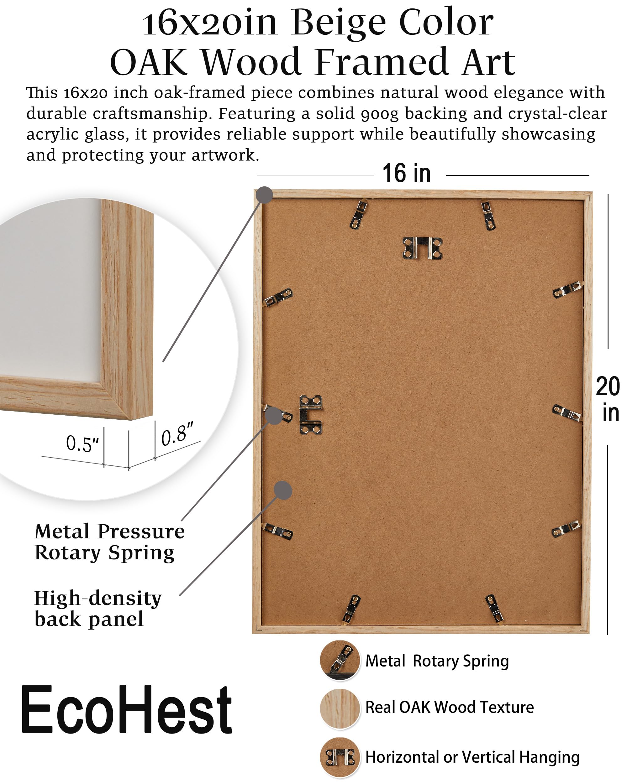 16x20in OAK Wood Framed, 