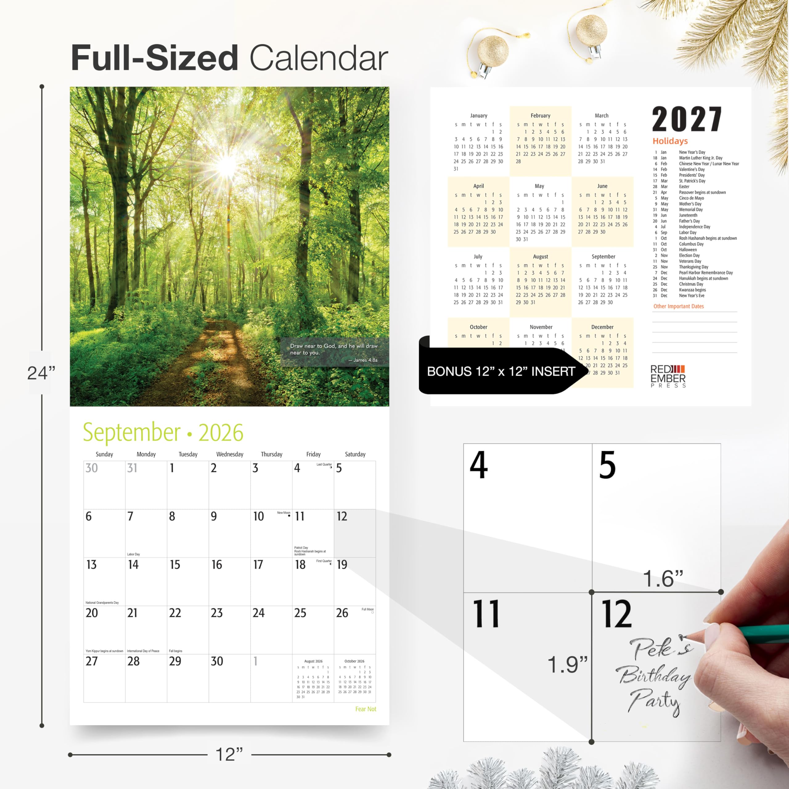 2026 Wall Calendar, Fear Not with Bible Verses