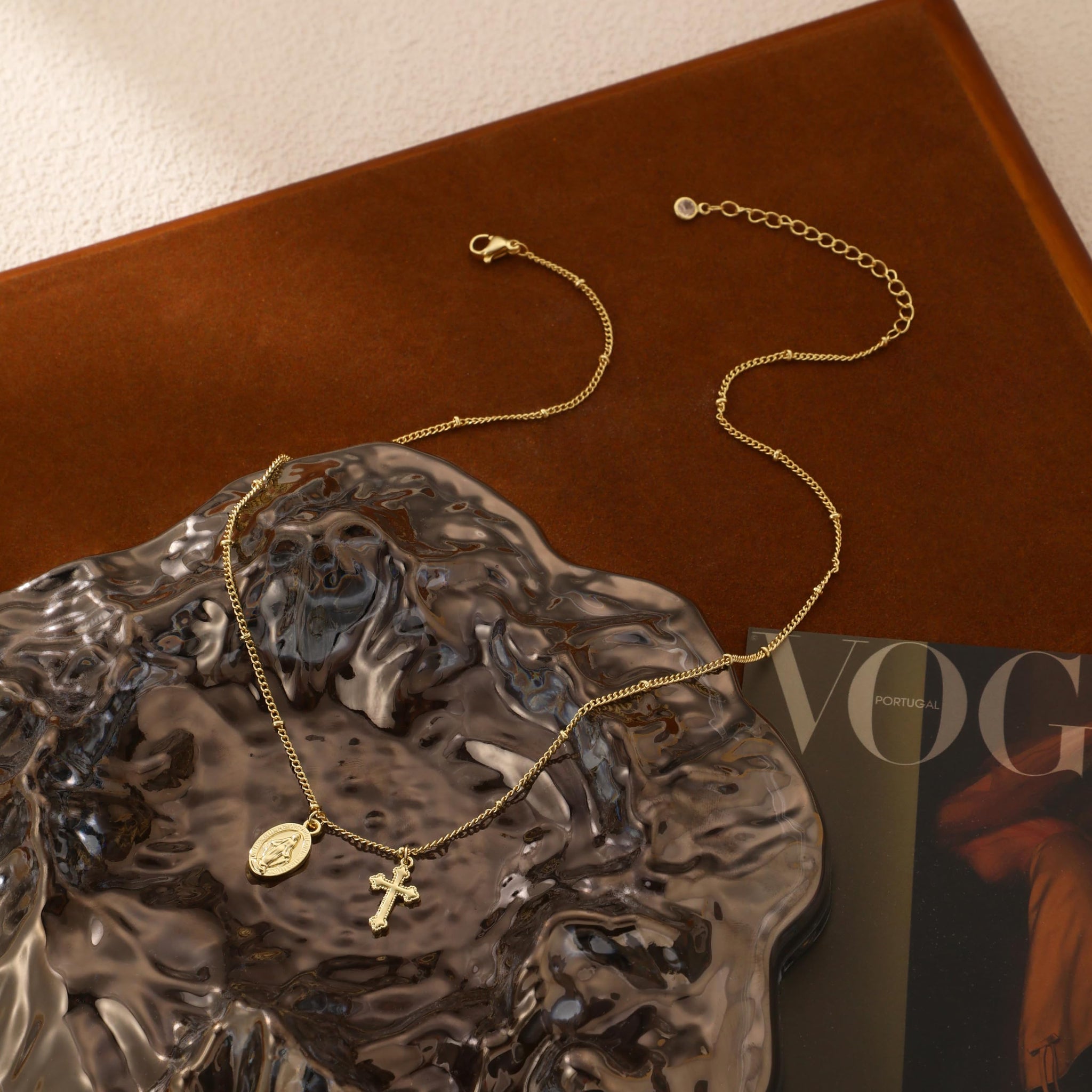 Virgin Mary Dainty Small Cross Pendant