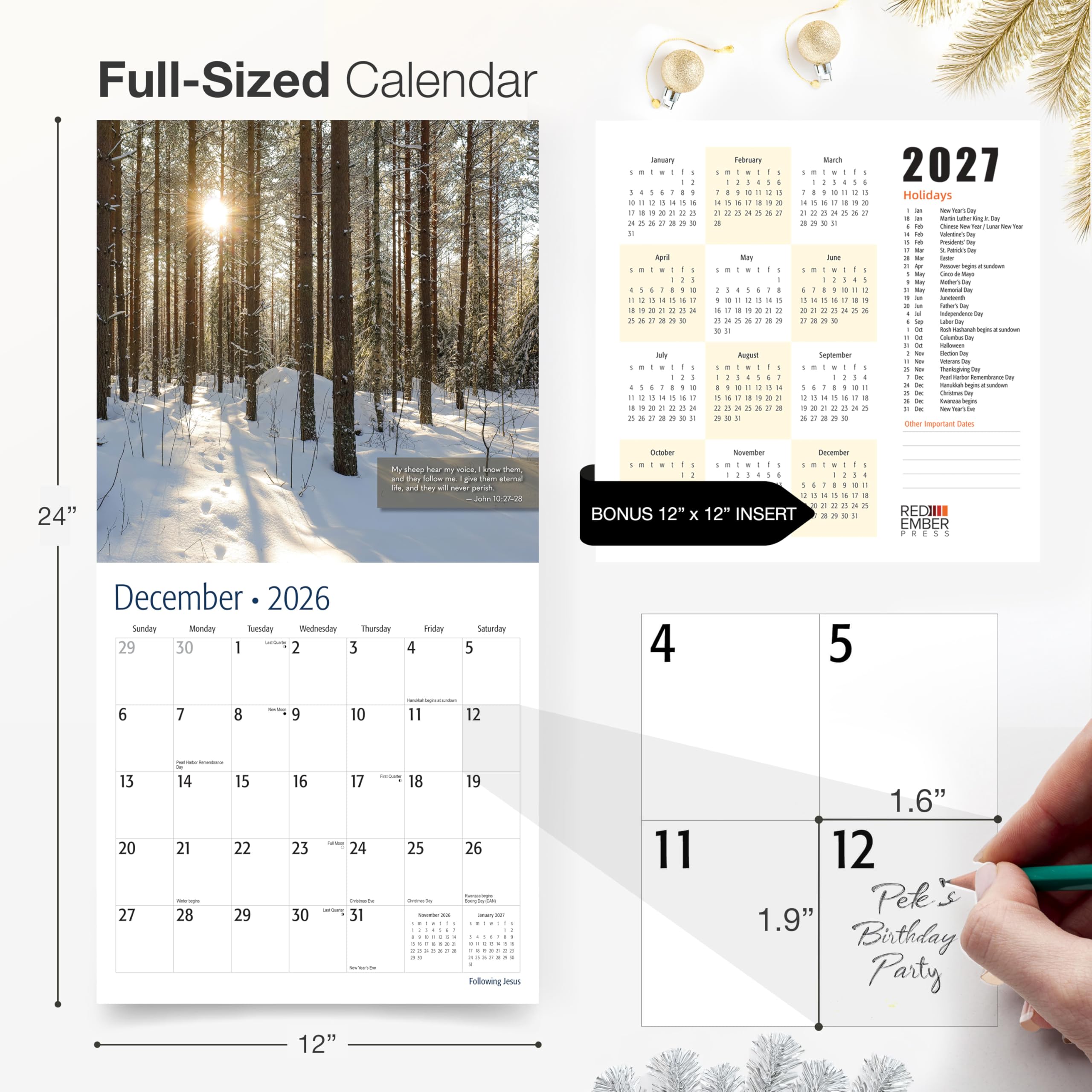 2026 Wall Calendar 2026 | Following Jesus with Bible Verses