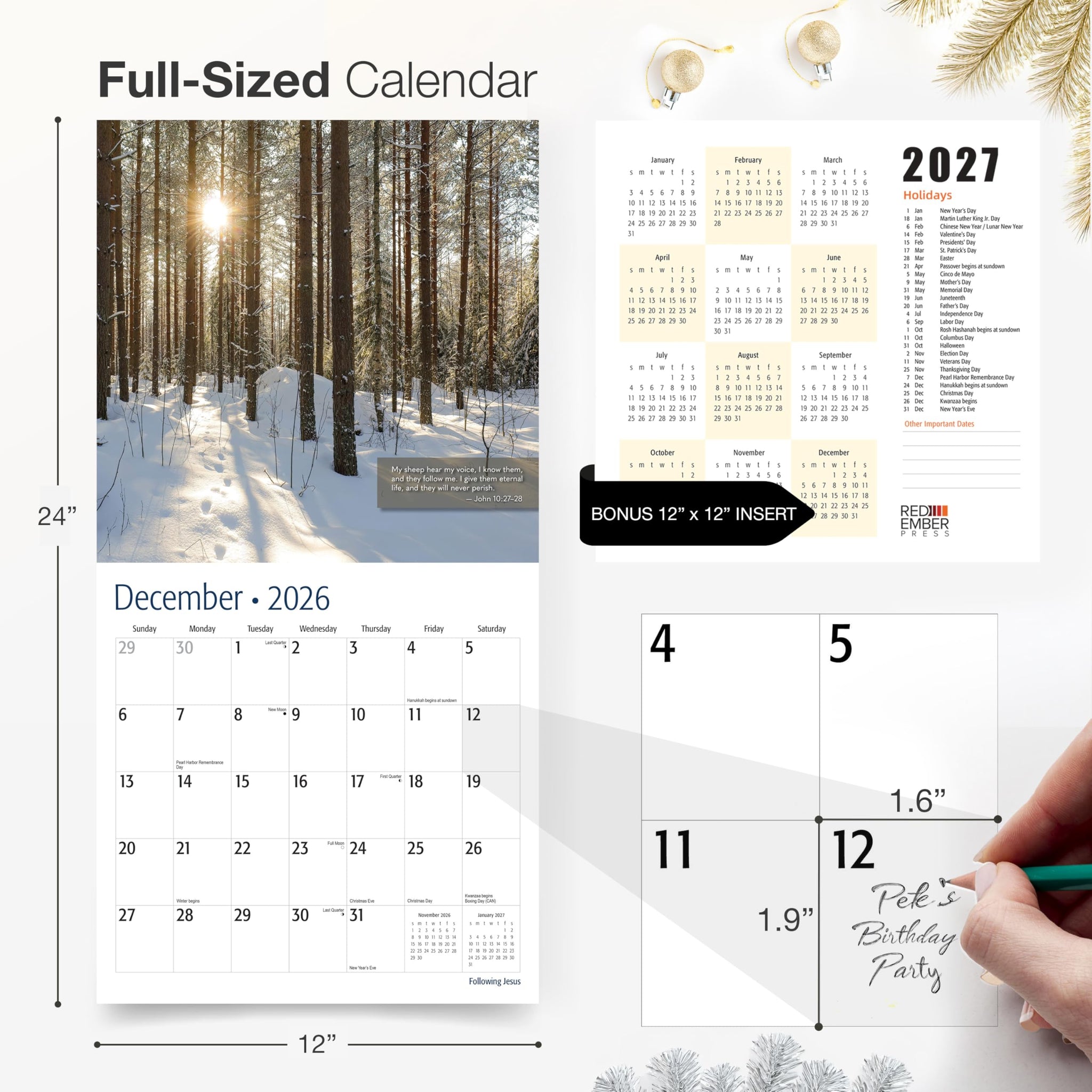 2026 Wall Calendar 2026 | Following Jesus with Bible Verses
