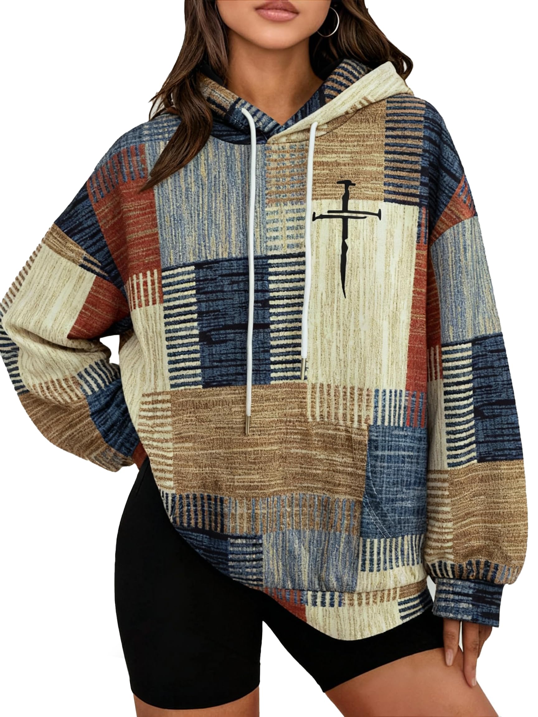Brown Blend, Striped Cross Sweatshirt, Pullover