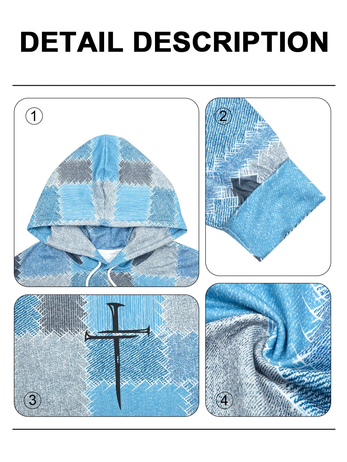 Cool Blue Blend, Striped Cross Sweatshirt, Pullover