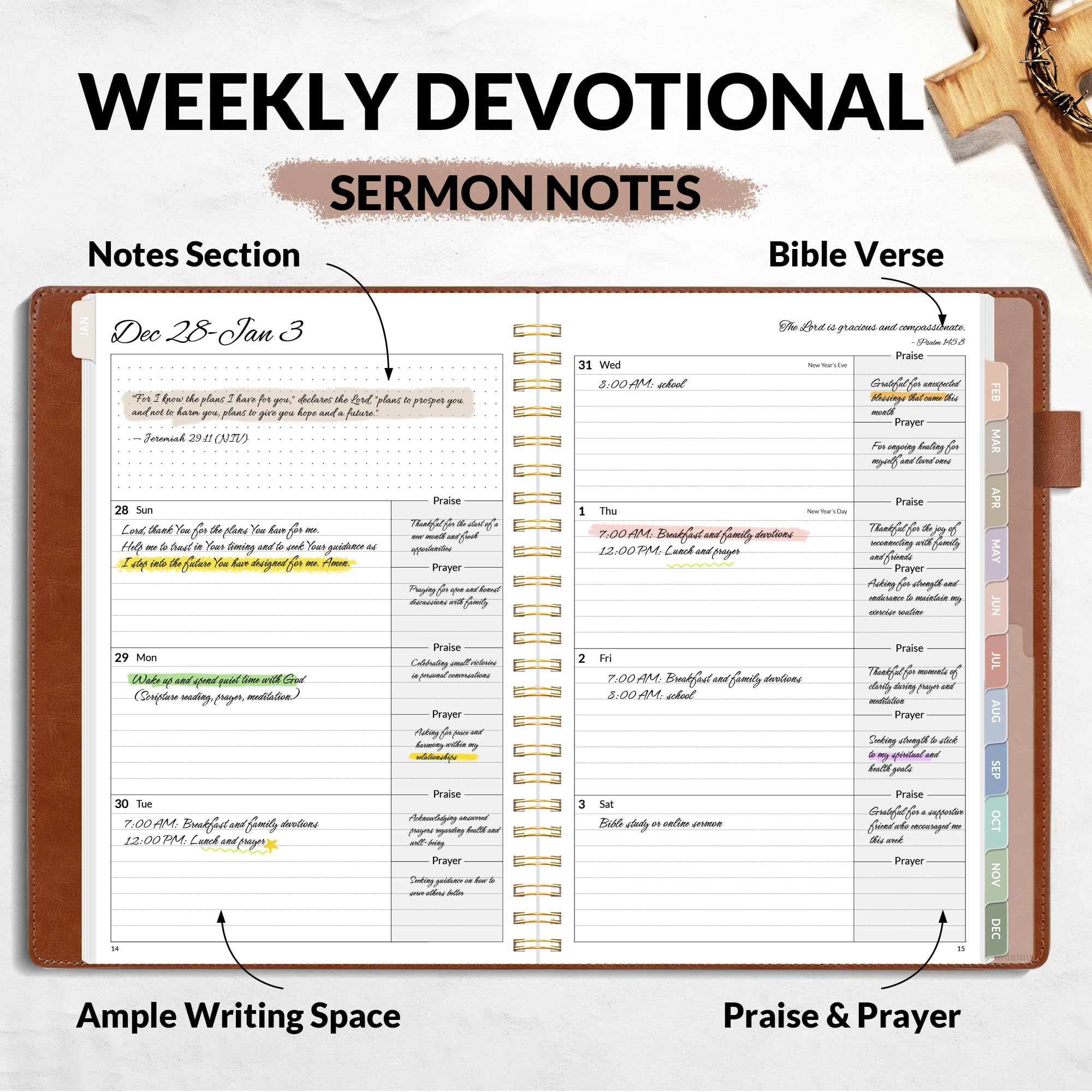 A5, Bible Journal and Prayer Planner(Brown)
