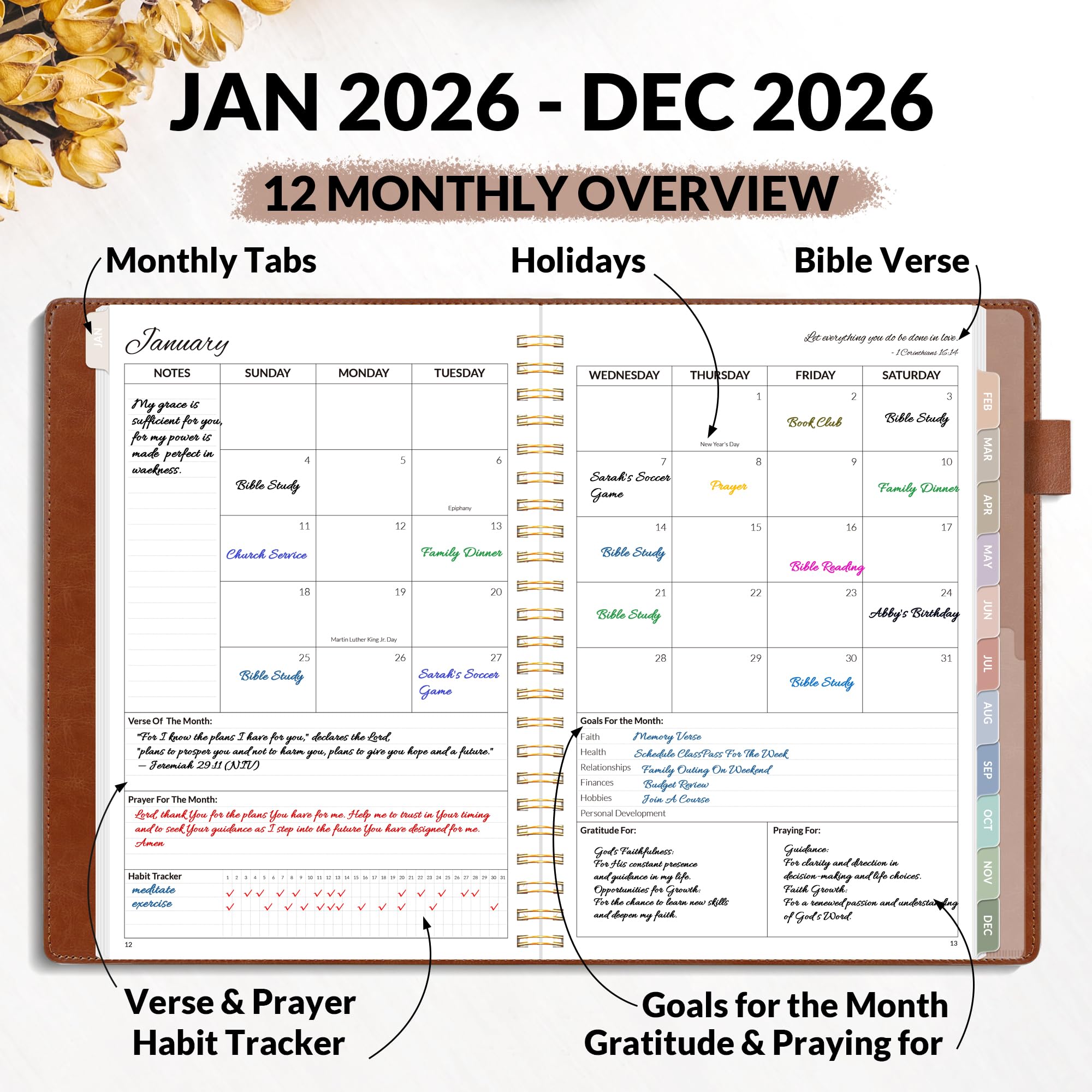 A5, Bible Journal and Prayer Planner(Brown)