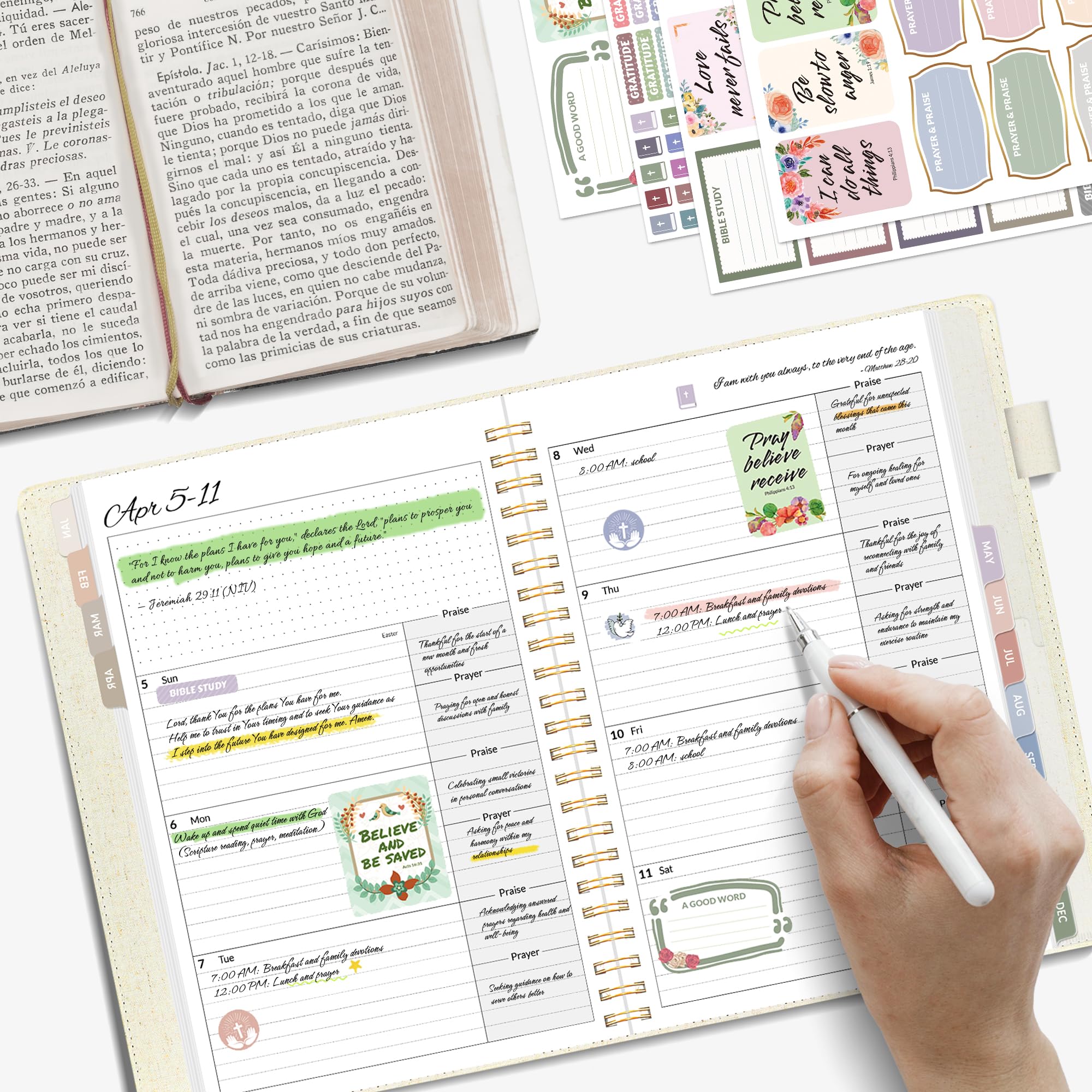 A5, Bible Journal and Prayer Planner(Beige)