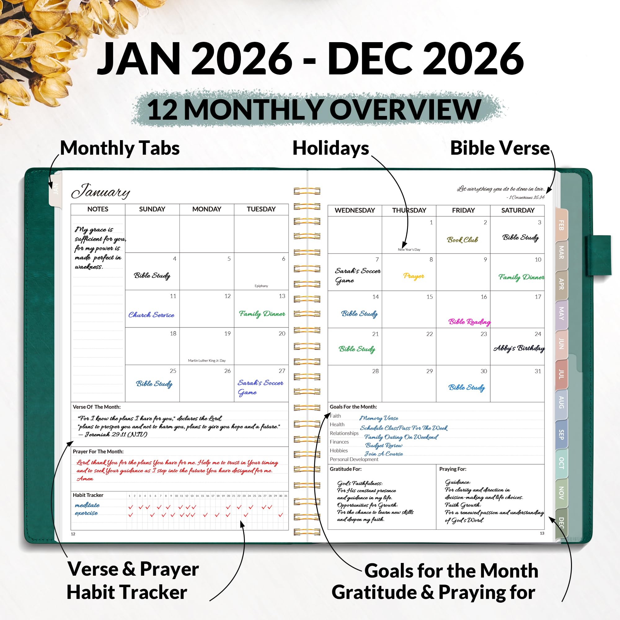 A5, Bible Journal and Prayer Planner(Pacific Green)