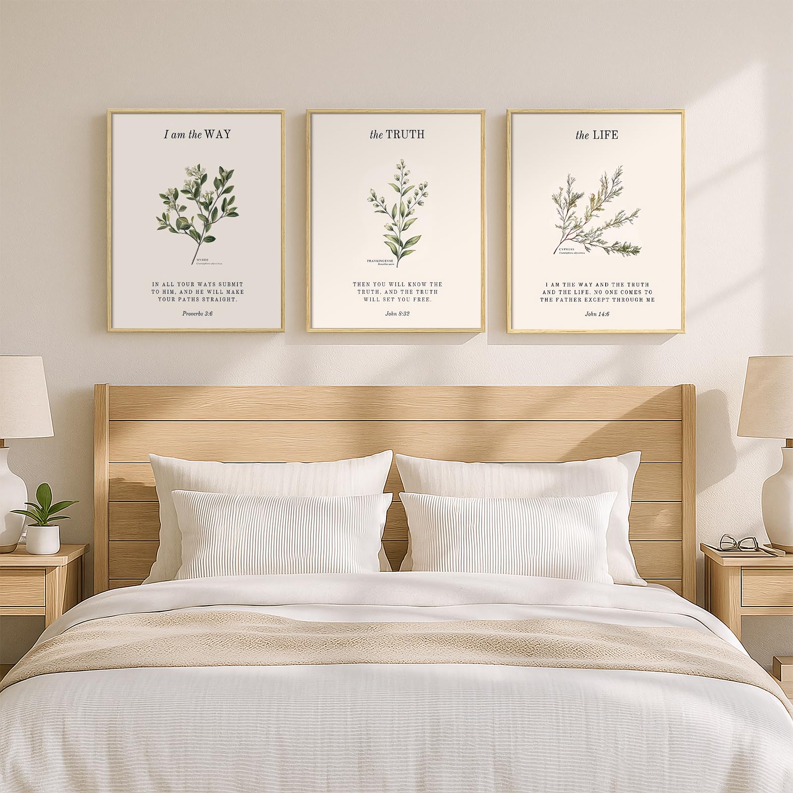 3 Set, Framed Christian Wall Art, 12x16 Inch