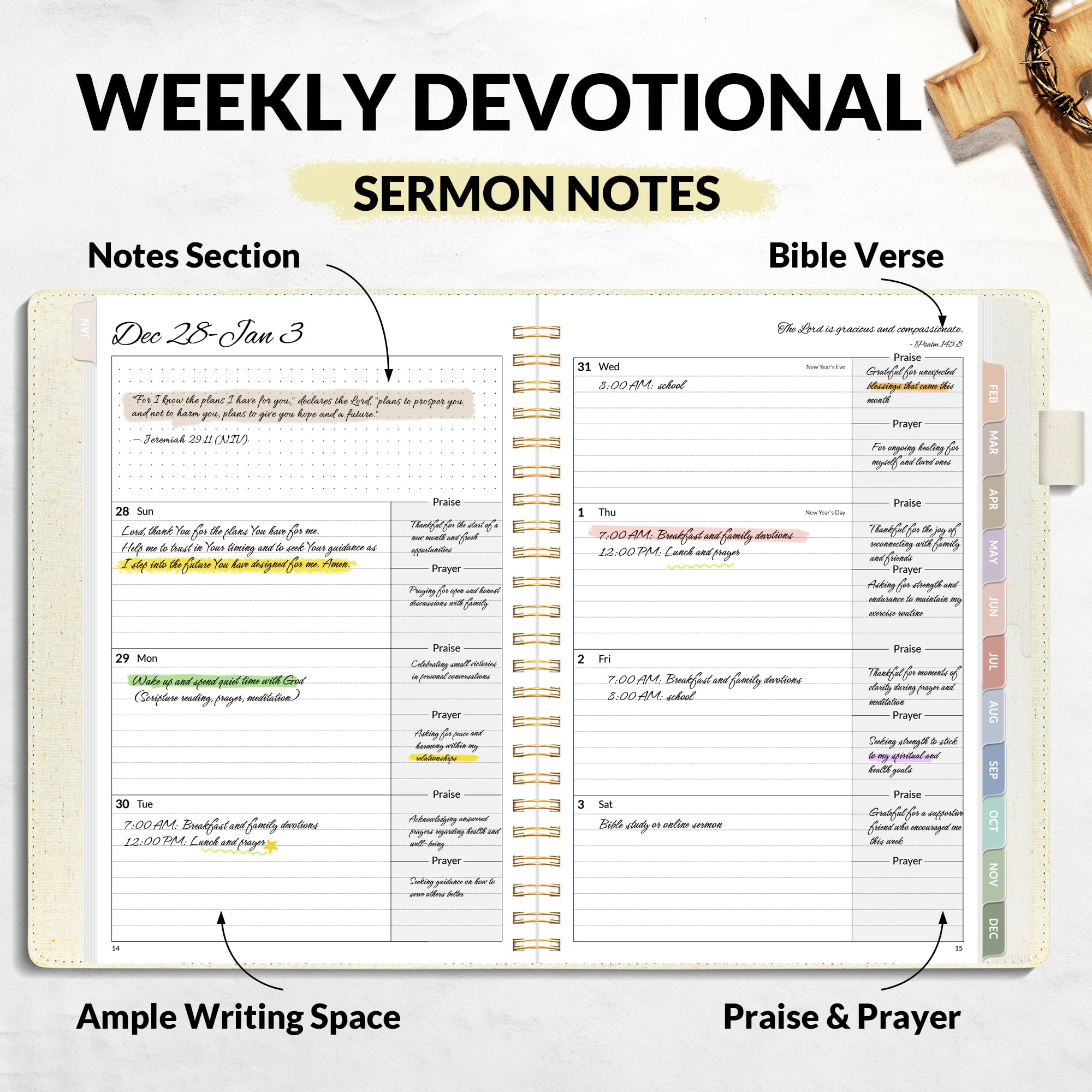 A5, Bible Journal and Prayer Planner(Beige)