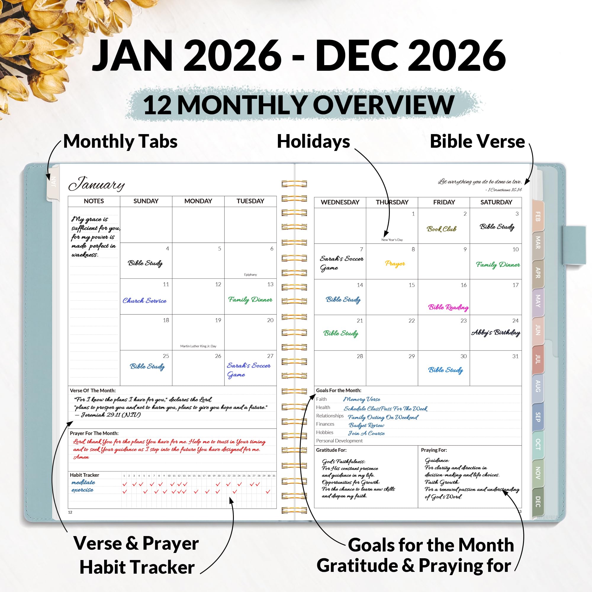 A5, Bible Journal and Prayer Planner(Gray Blue)