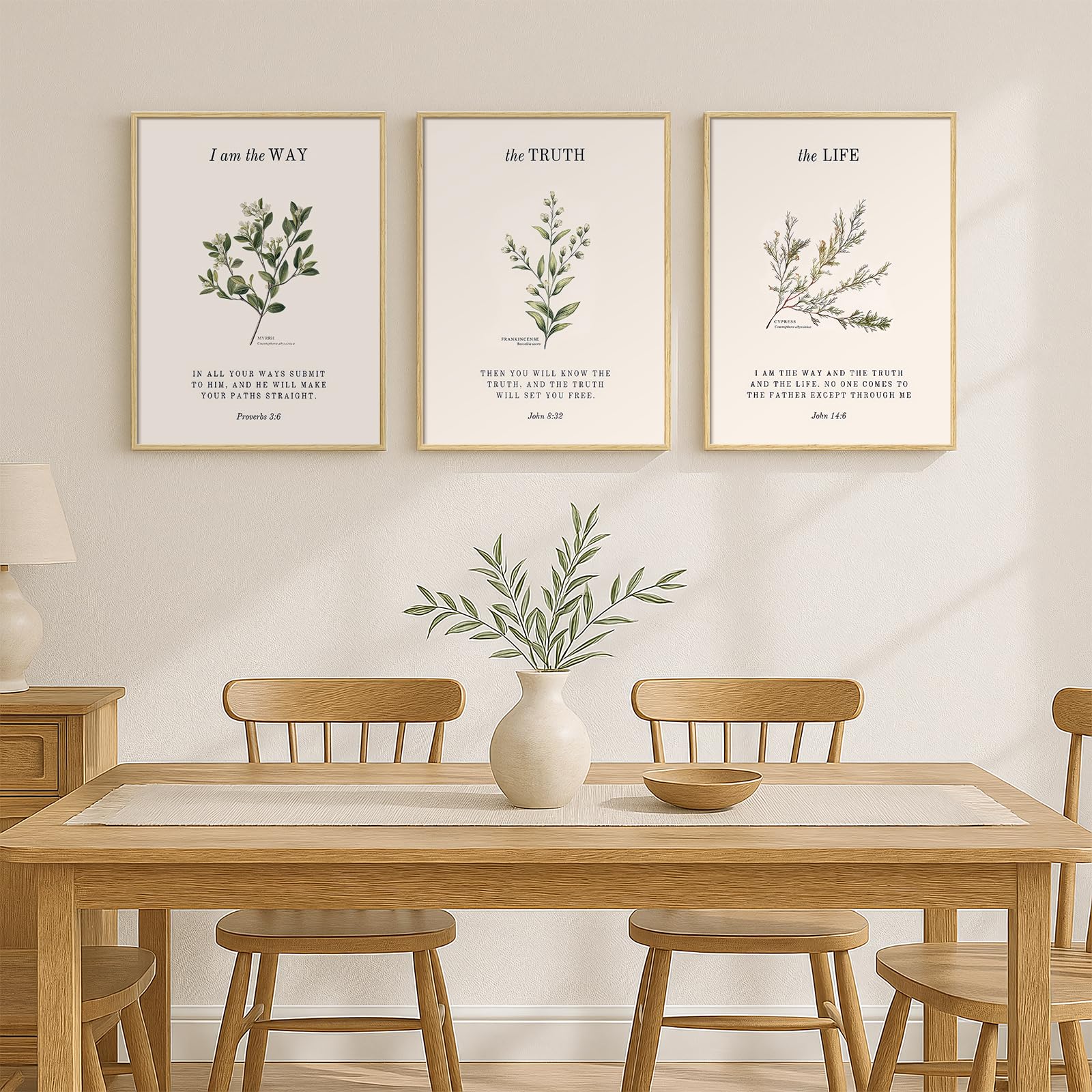3 Set, Framed Christian Wall Art, 12x16 Inch