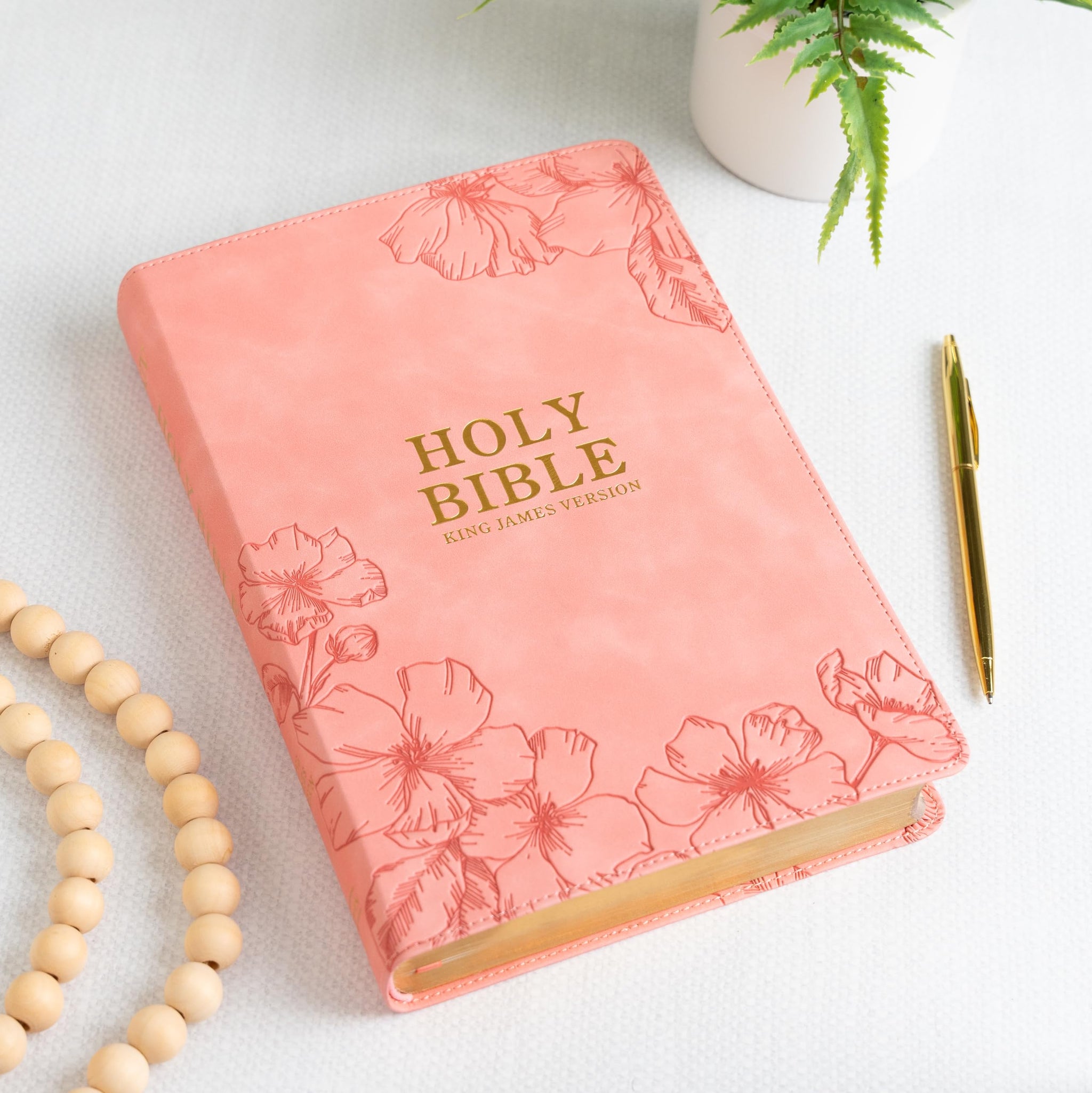 KJV Giant Print with Cross-References, Soft Pink Leather Touch