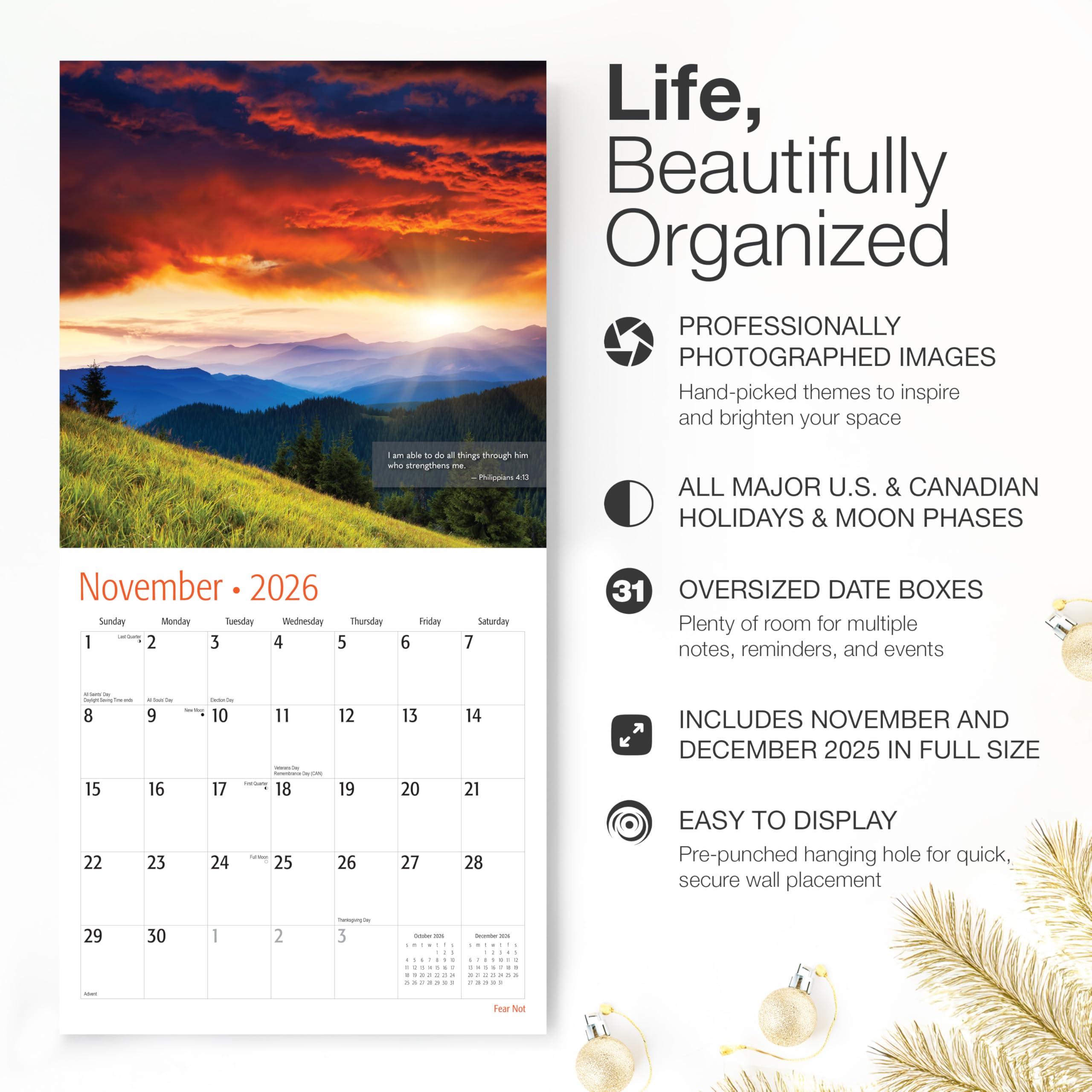 2026 Wall Calendar, Fear Not with Bible Verses