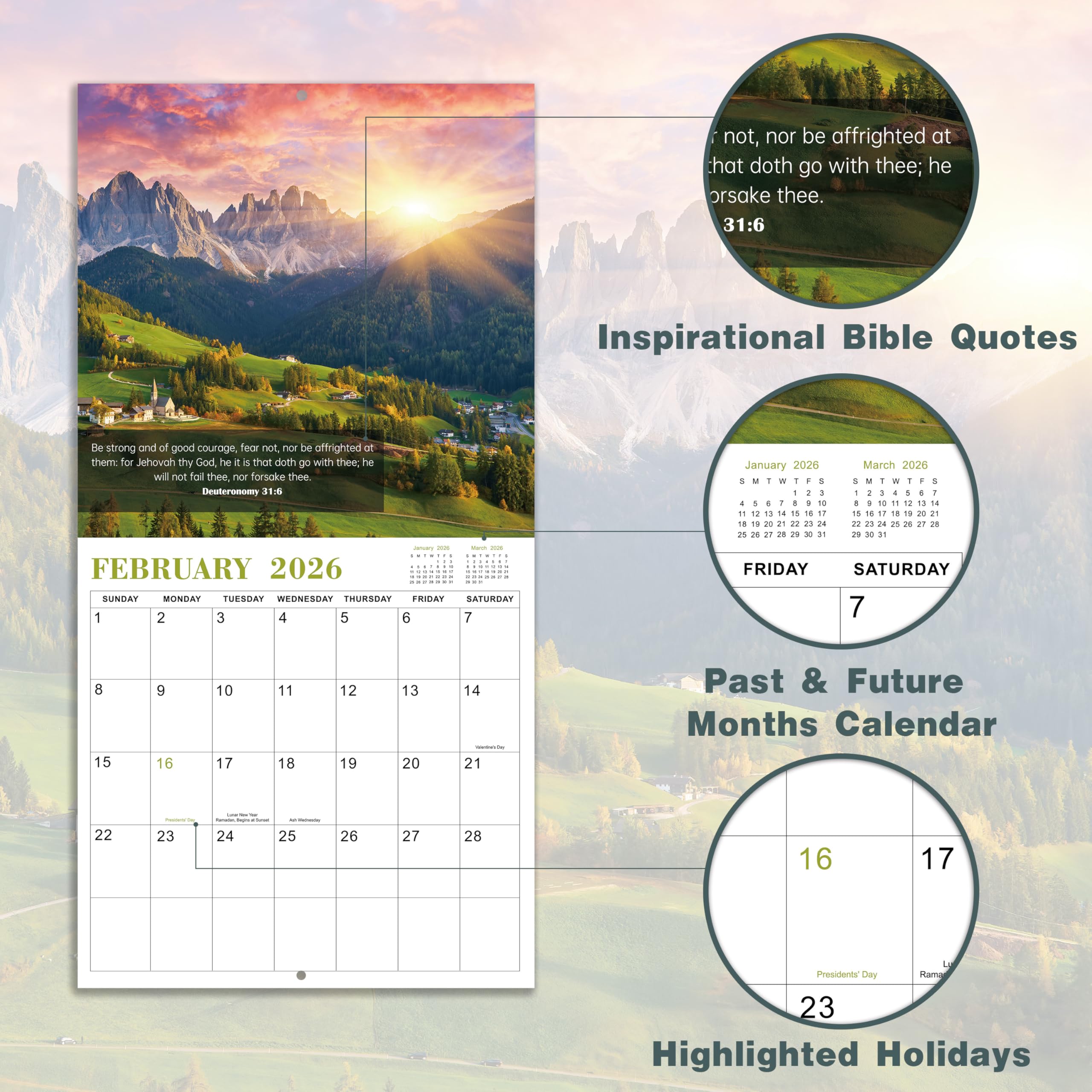2026 Calendar - Bible Verse Wall Calendar