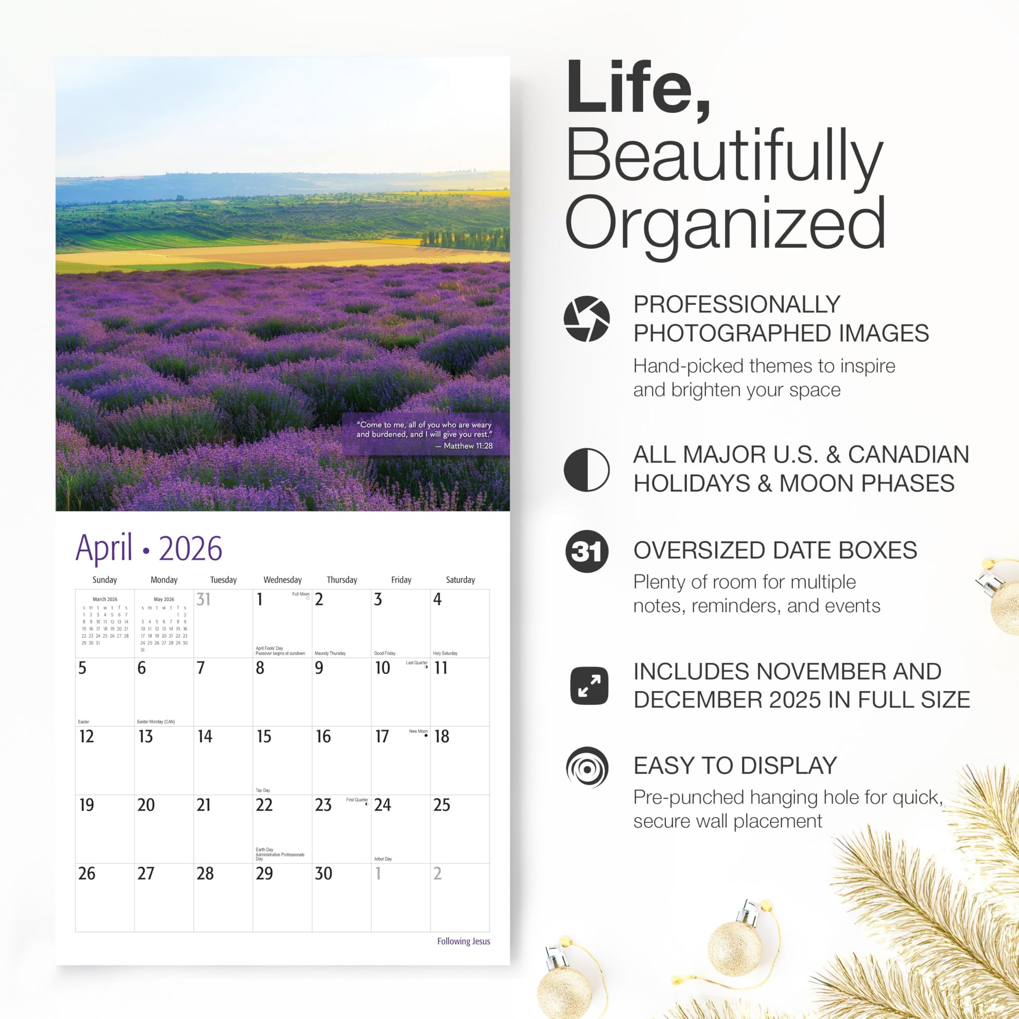 2026 Wall Calendar 2026 | Following Jesus with Bible Verses