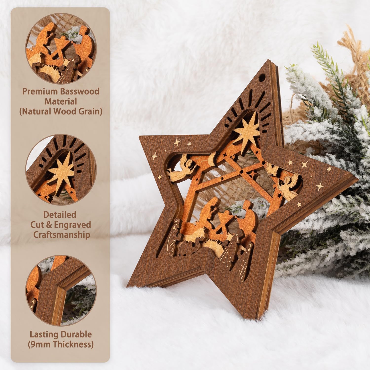 Wooden Star Shaped Ornament