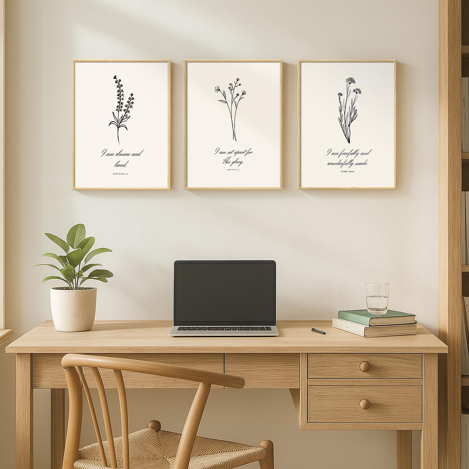 3 Set Framed Floral Wall Art, 12x16 Inch