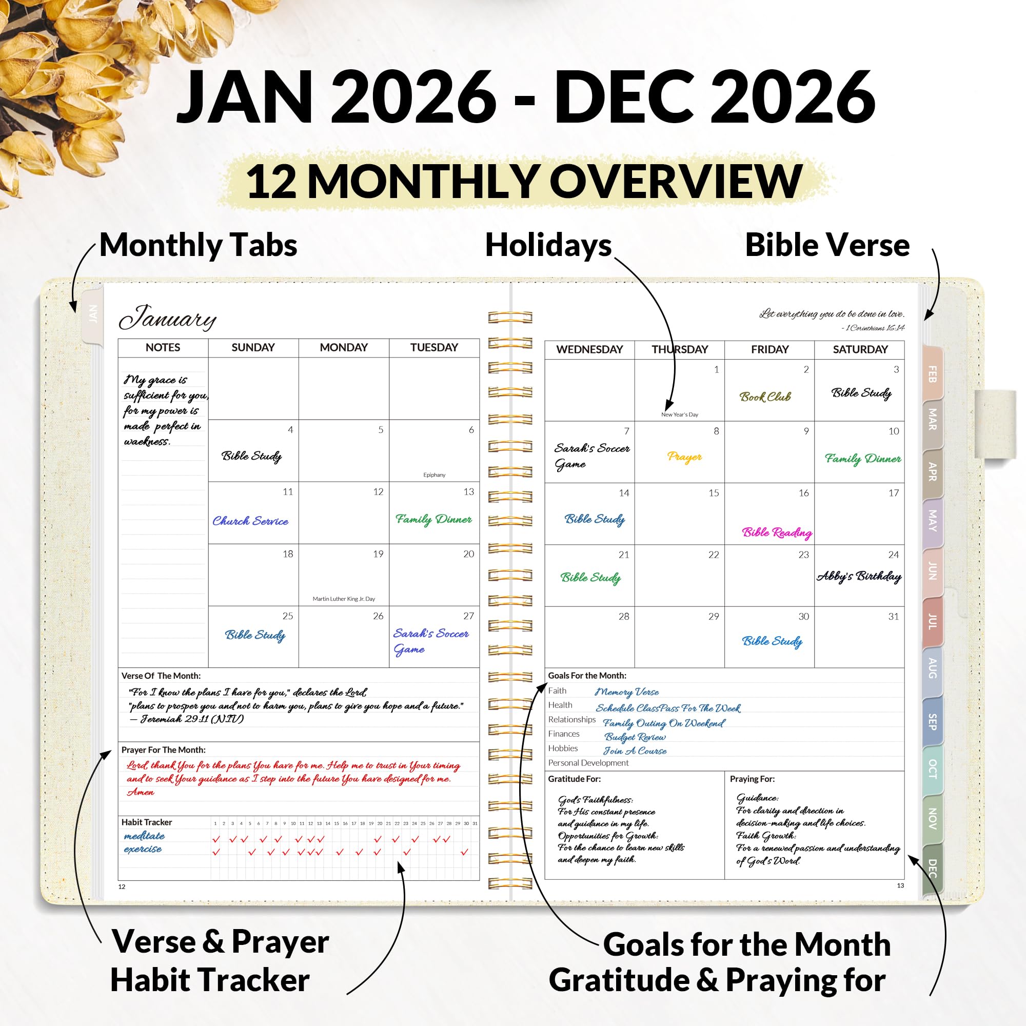 A5, Bible Journal and Prayer Planner(Beige)