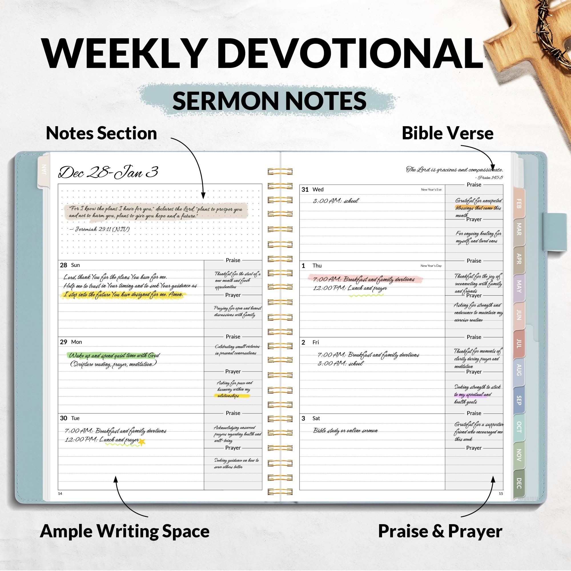 A5, Bible Journal and Prayer Planner(Gray Blue)