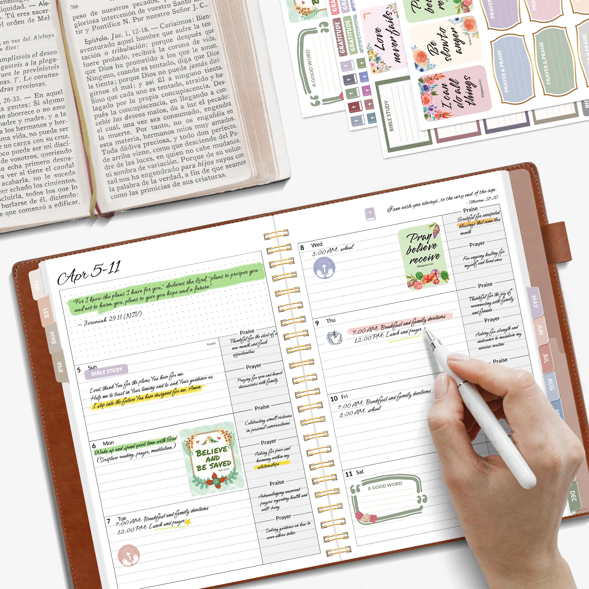 A5, Bible Journal and Prayer Planner(Brown)