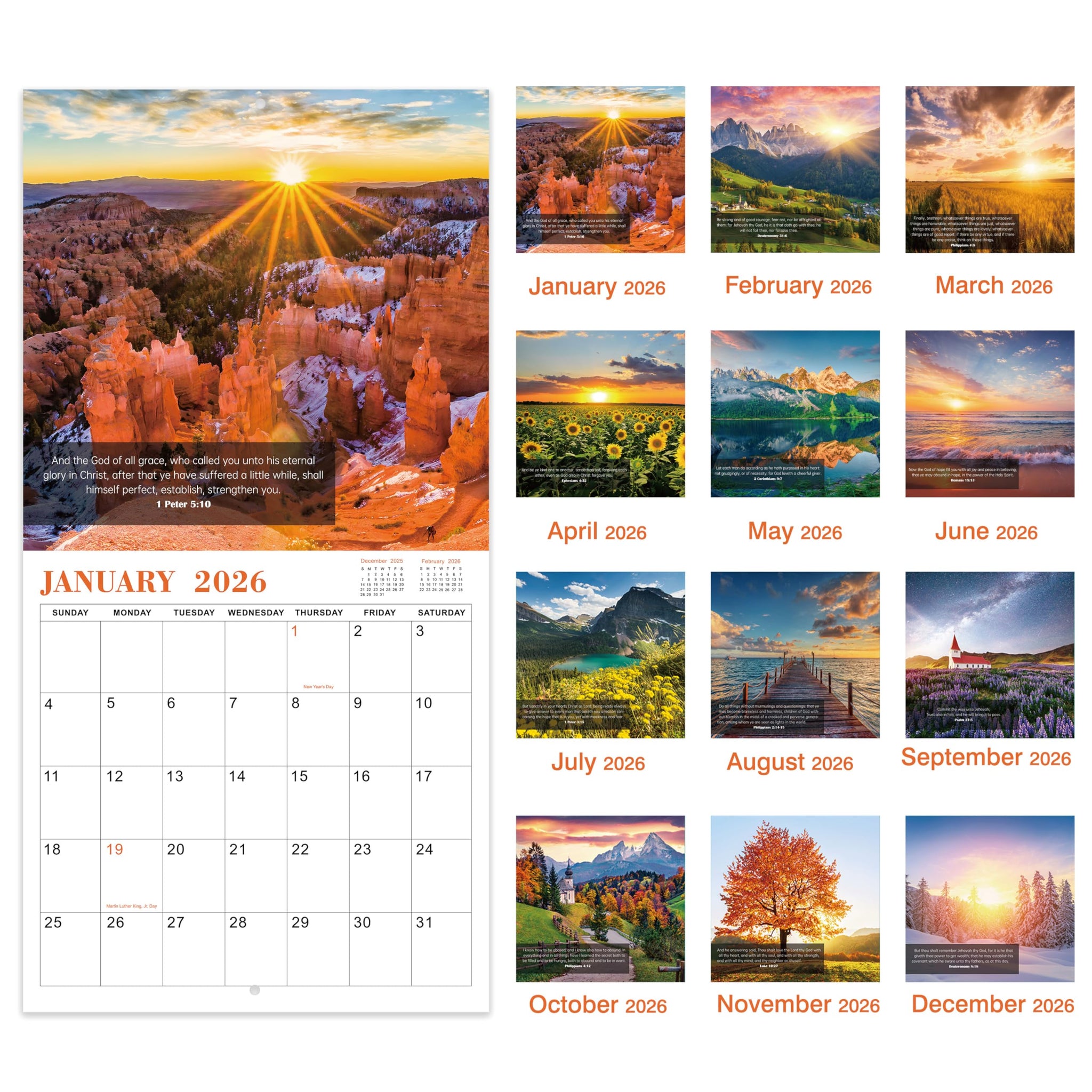2026 Calendar - Bible Verse Wall Calendar