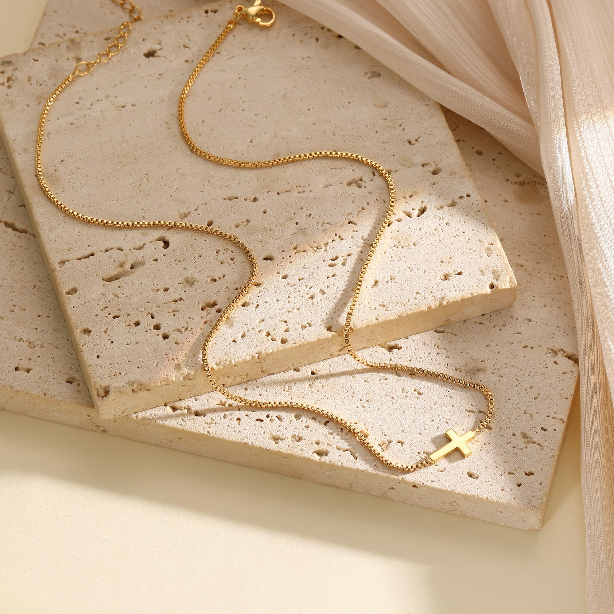 Dainty Small Sideways Cross Pendant