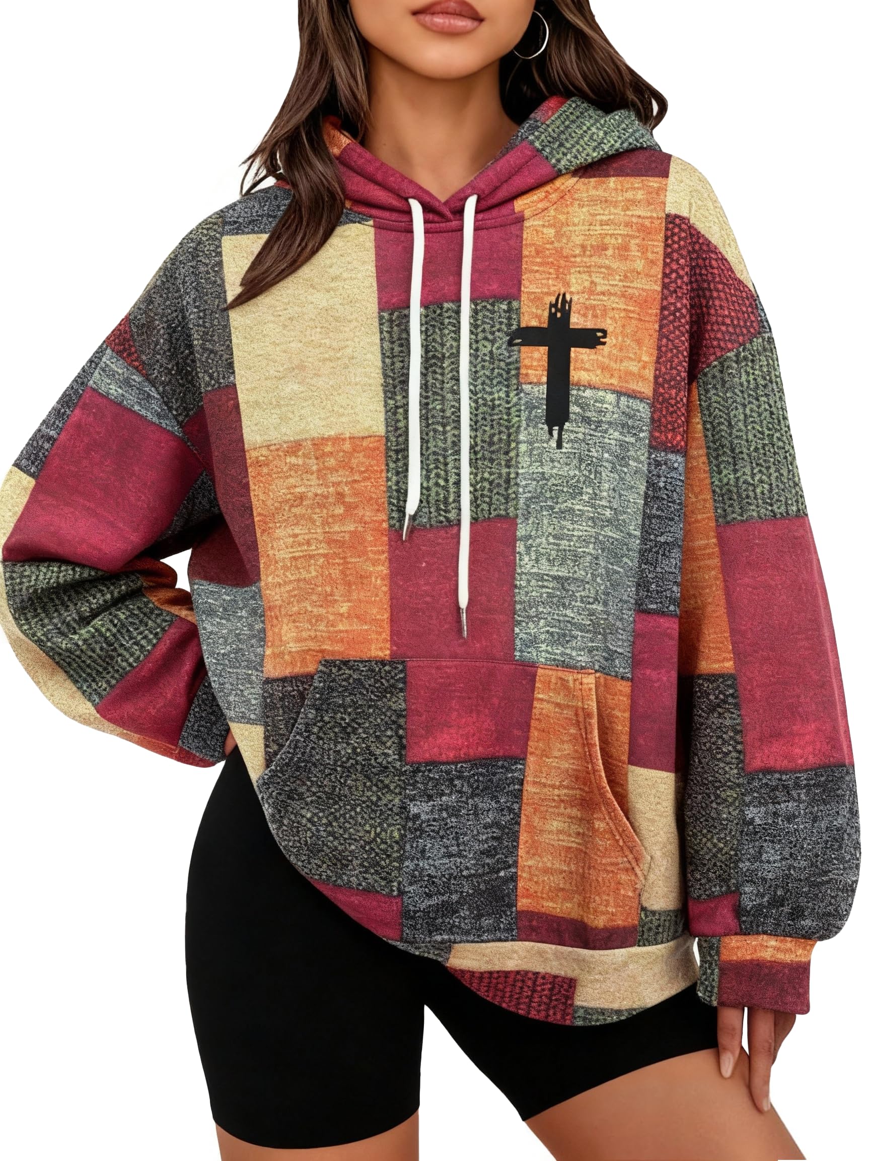 Red Blend, Striped Cross Sweatshirt, Pullover