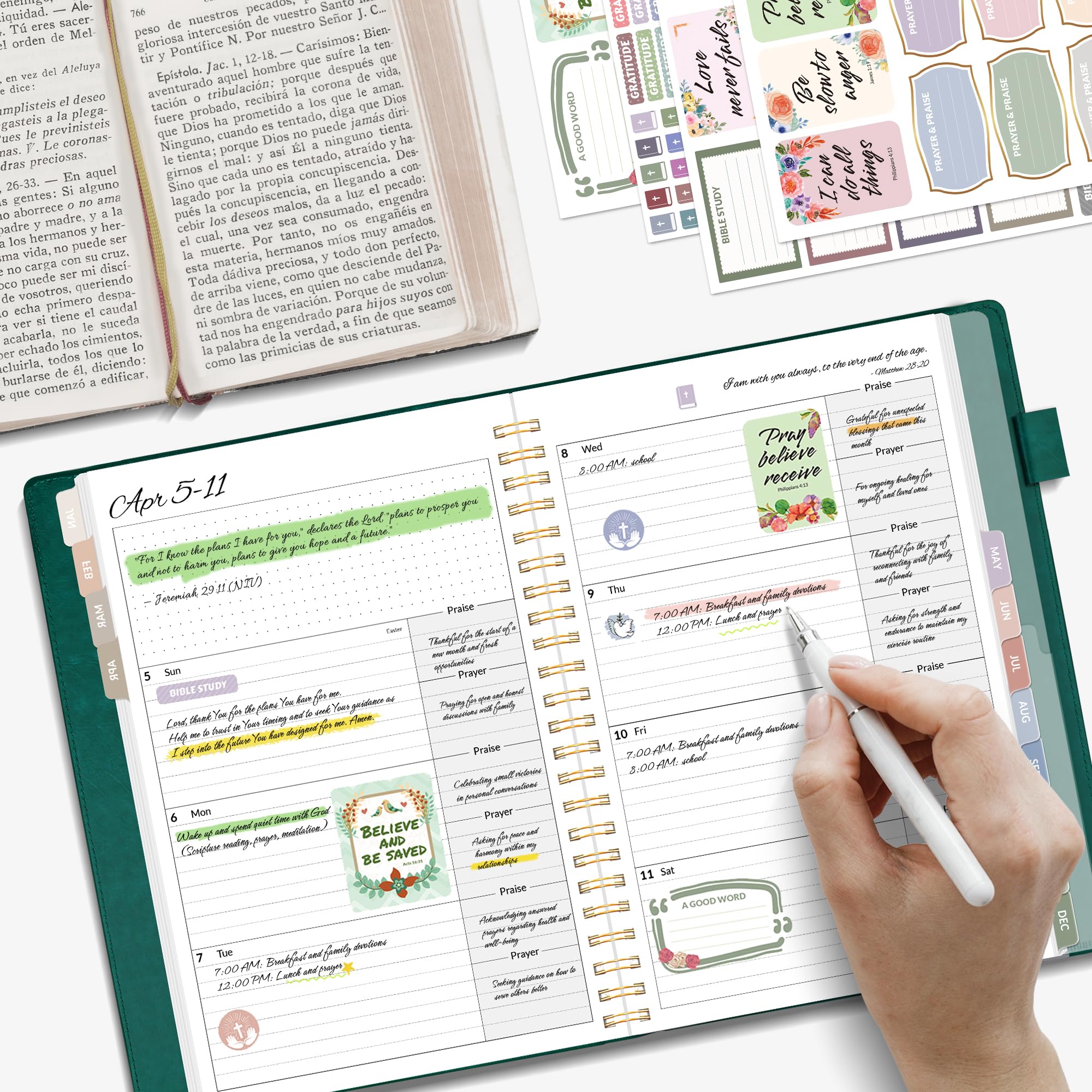 A5, Bible Journal and Prayer Planner(Pacific Green)