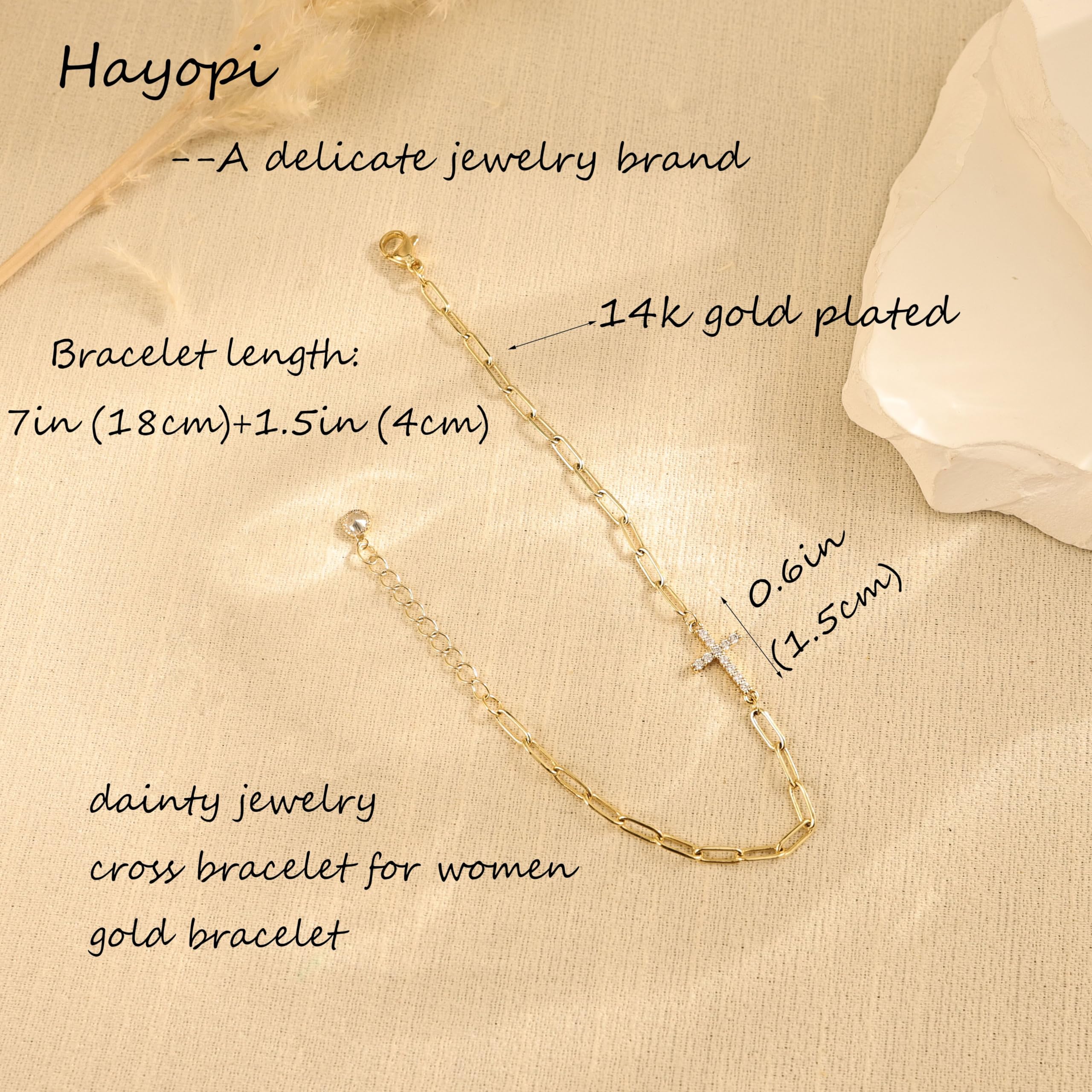 Dainty Paperclip 14k Cross Bracelet